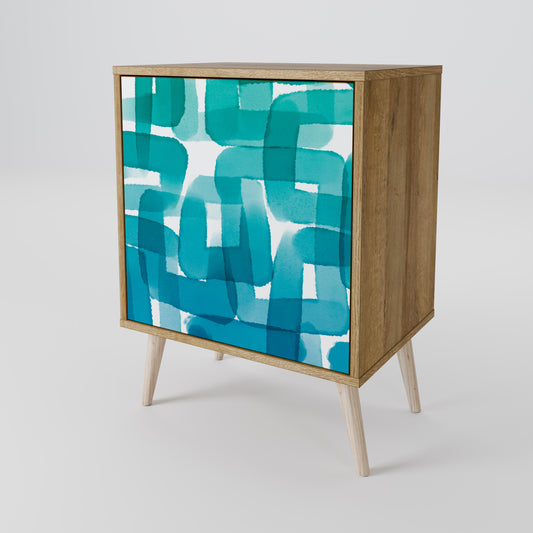 TURQUOISE RECTANGLES Skänk med en dörr