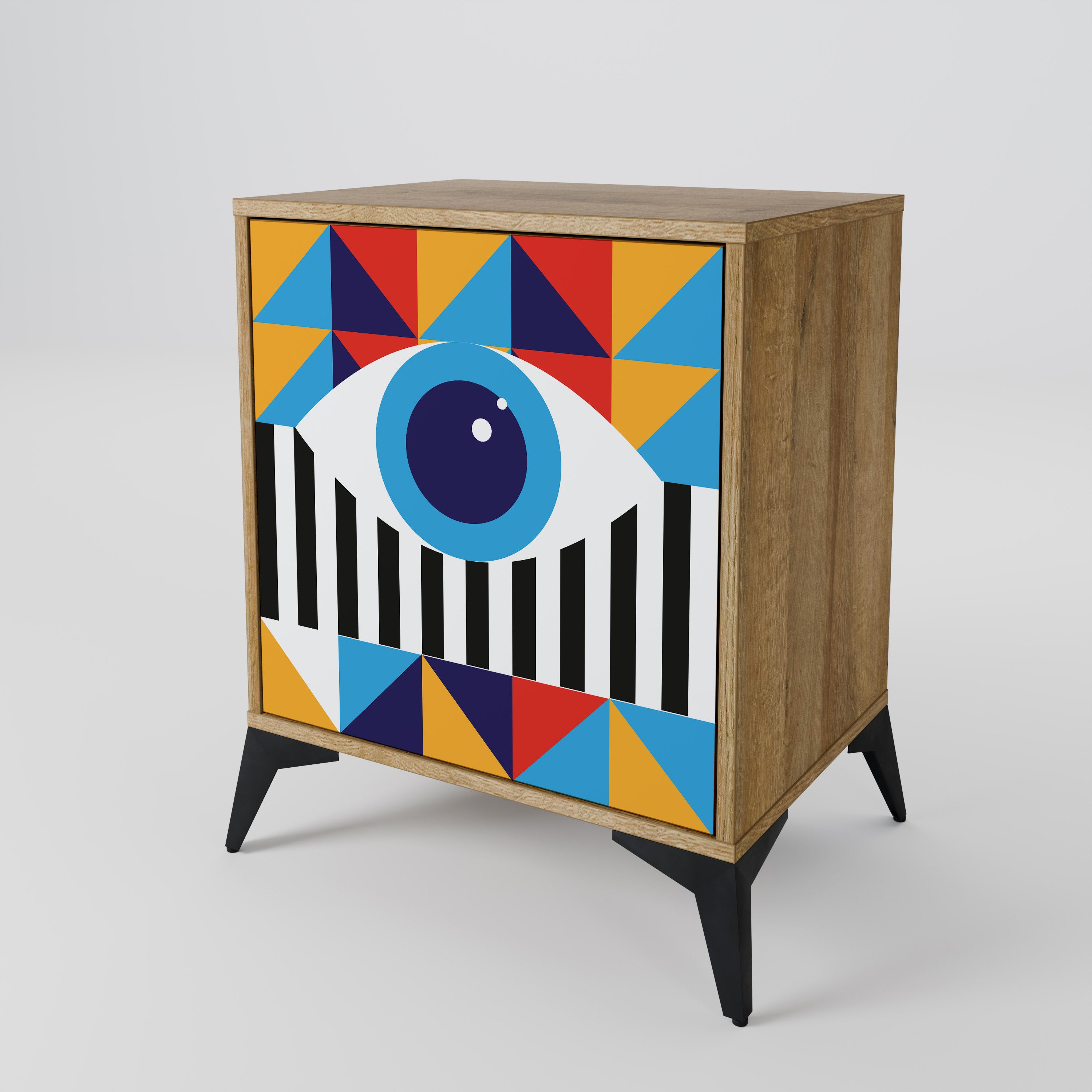 ABSTRACTION AND GEOMETRY 1-Door Sideboard in Oak Effect