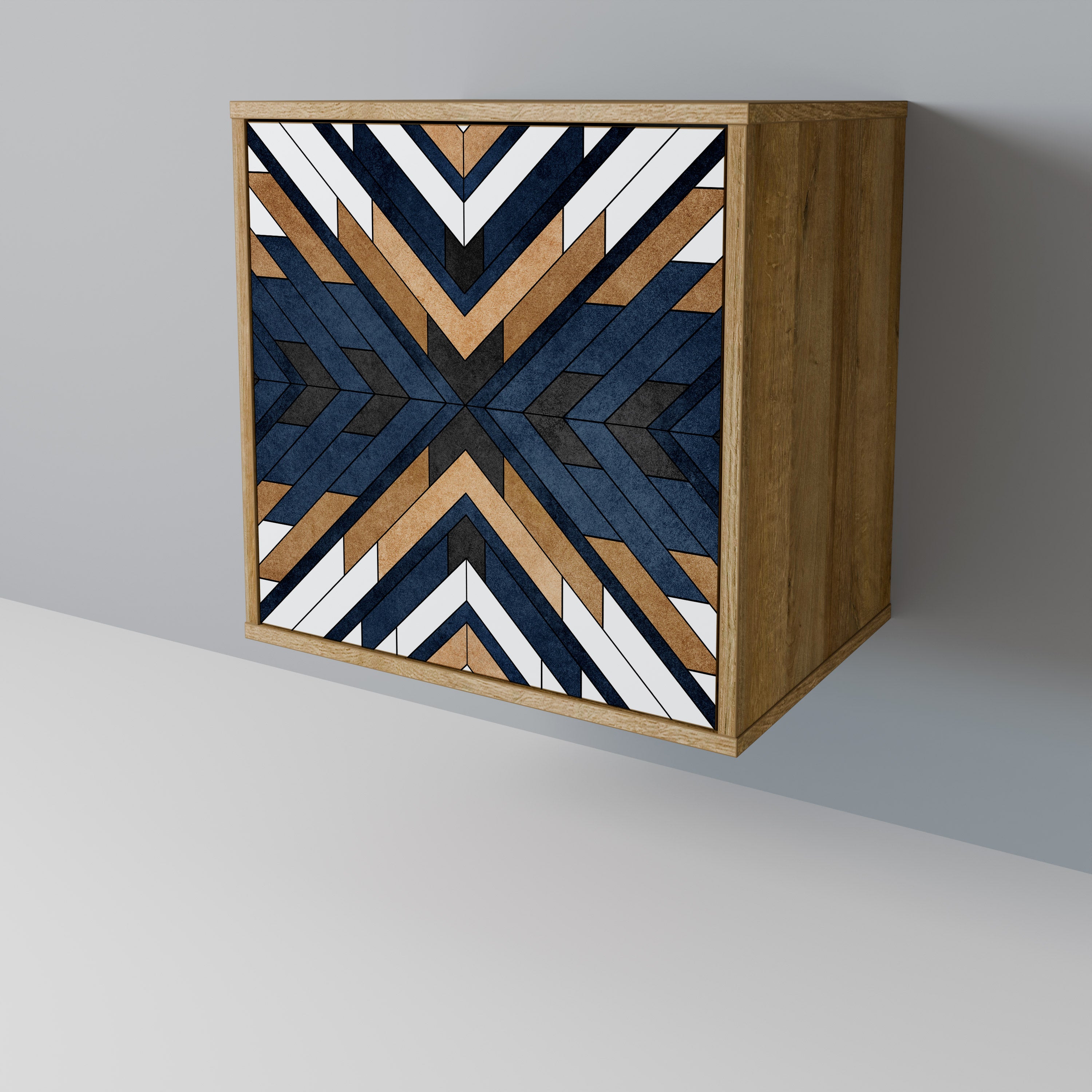 ARTFUL GEOMETRY 1-Door Sideboard in Oak Effect
