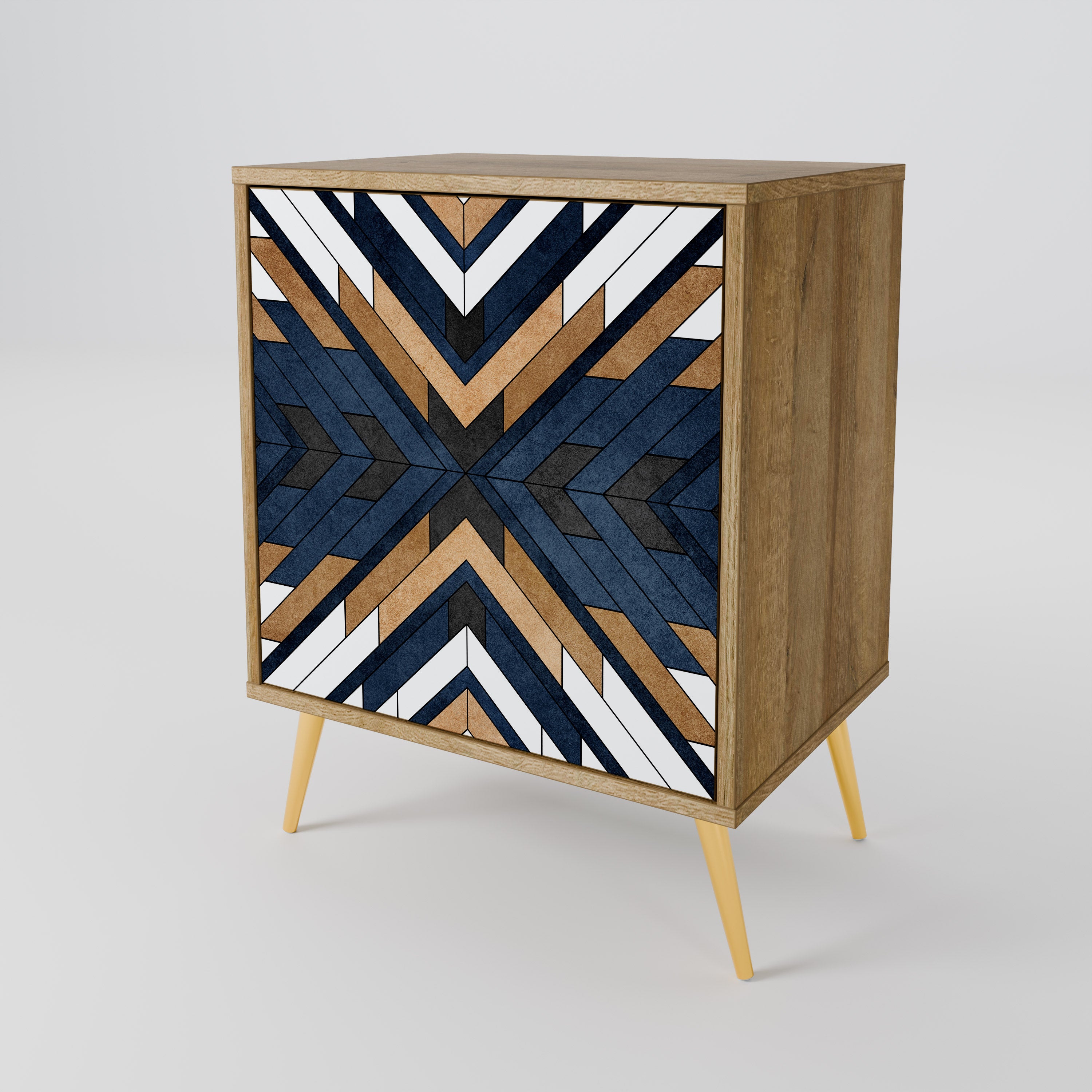 ARTFUL GEOMETRY 1-Door Sideboard in Oak Effect