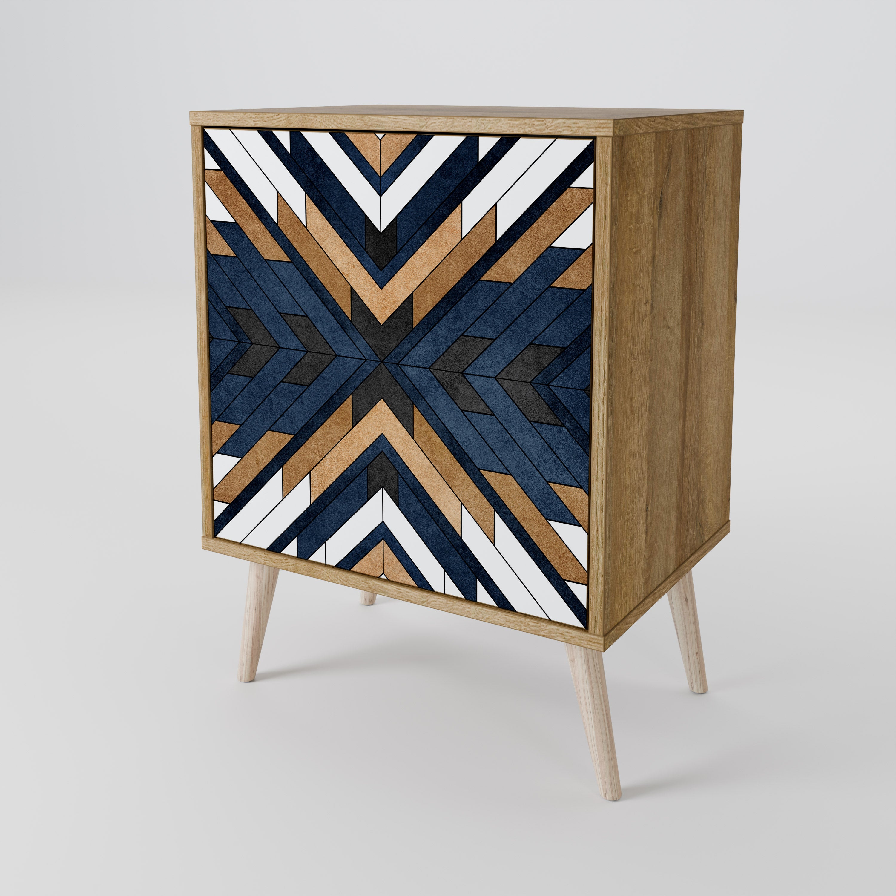 ARTFUL GEOMETRY 1-Door Sideboard in Oak Effect