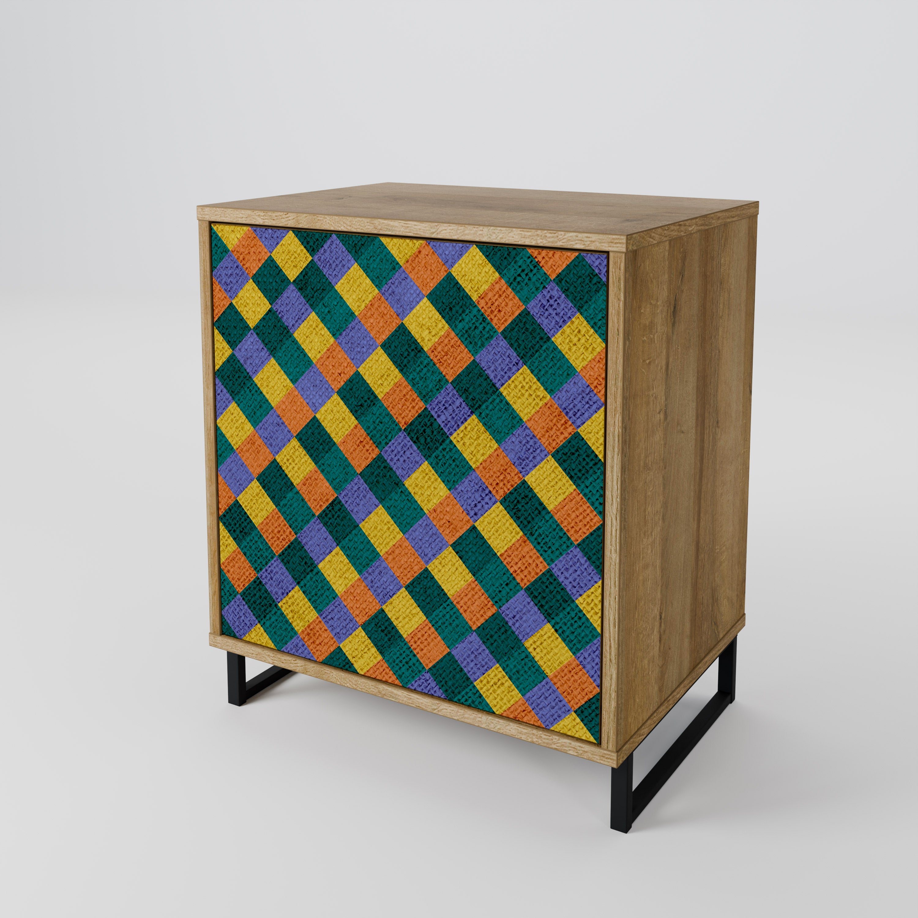 PAINTED SQUARES MIX 1-Door Sideboard