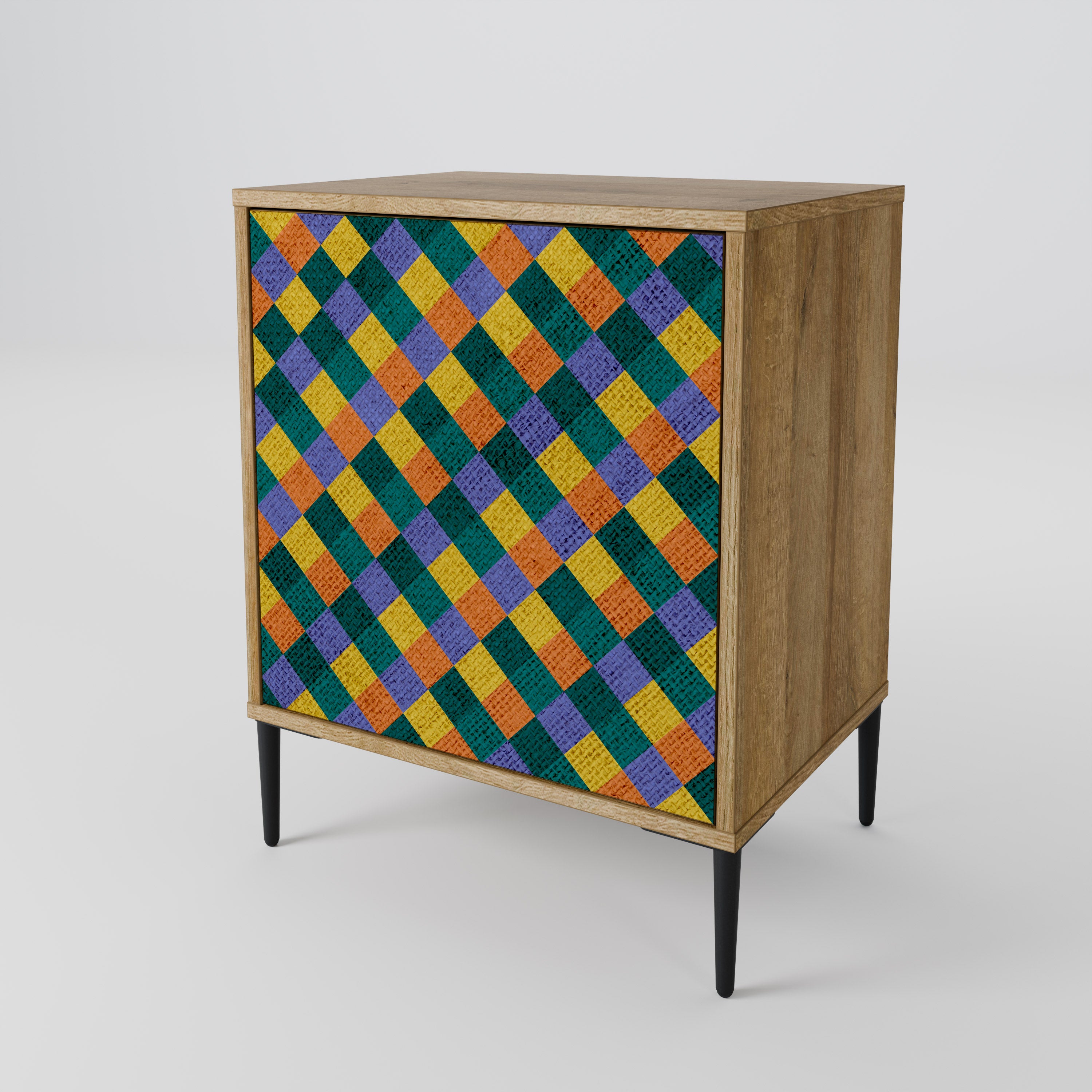 PAINTED SQUARES MIX 1-Door Sideboard