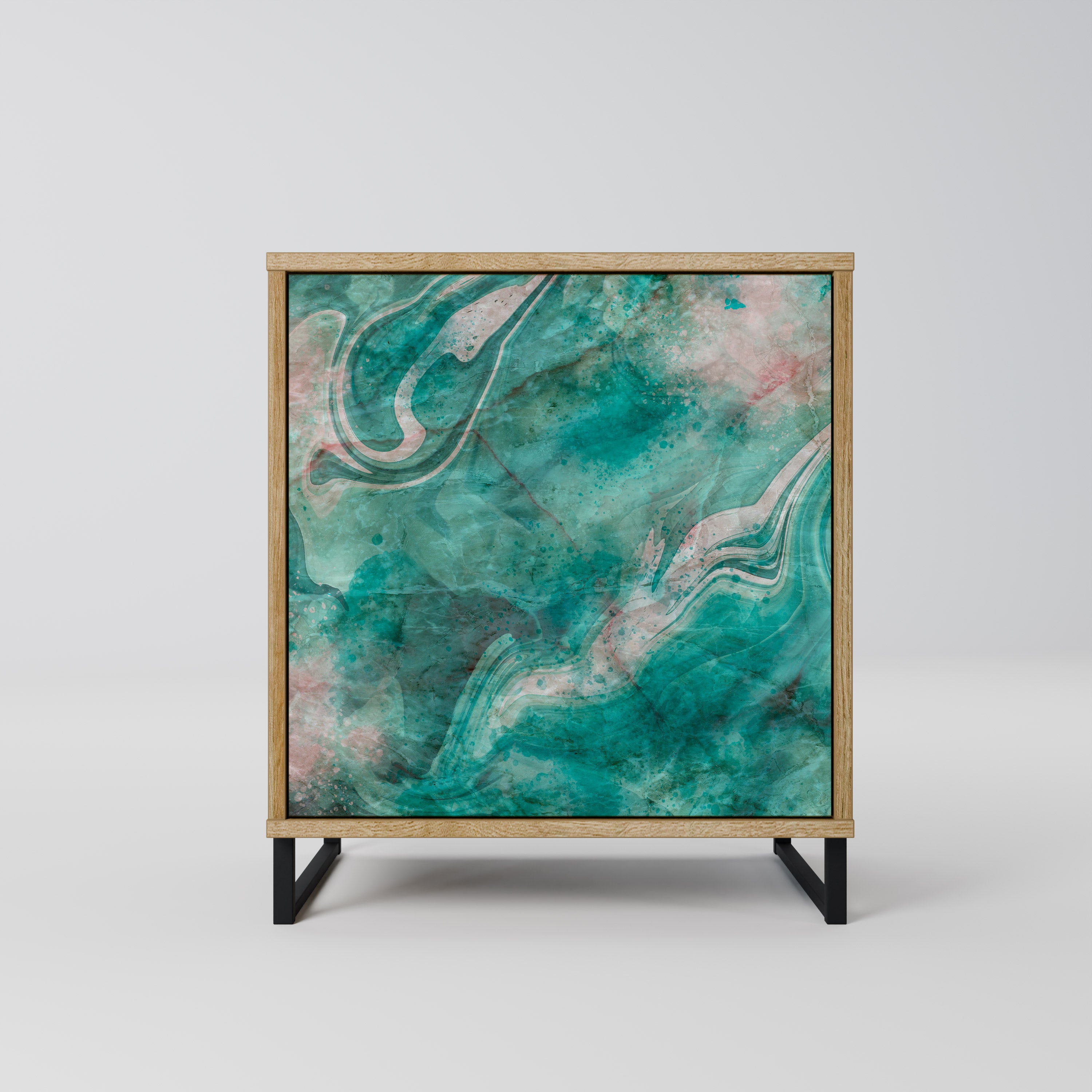 ABSTRACT ALCHEMY skänk med 1 dörr i ekeffekt