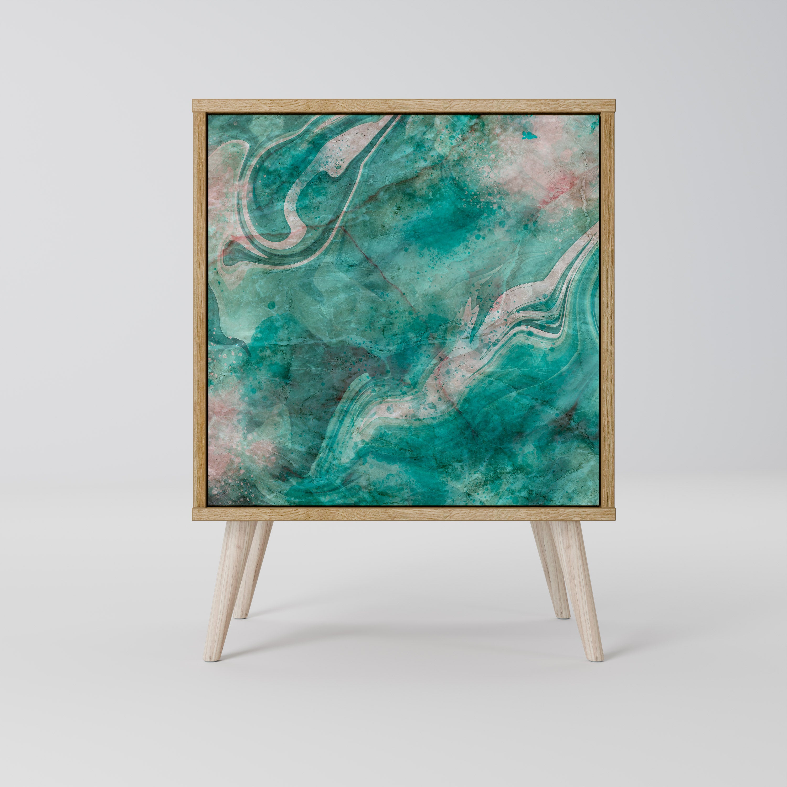 ABSTRACT ALCHEMY skänk med 1 dörr i ekeffekt