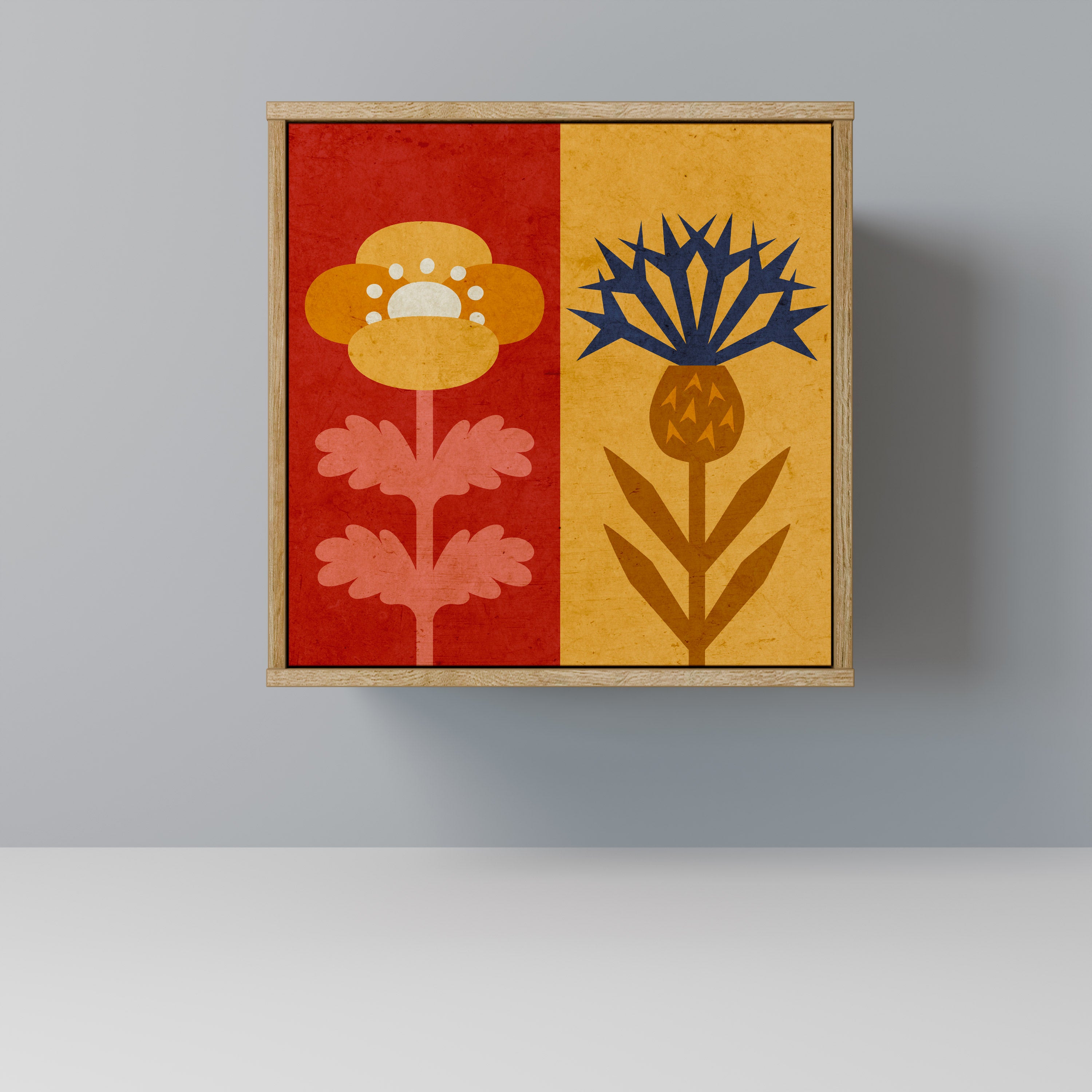 SCANDIC FLOWERET skänk med 1 dörr i ekeffekt