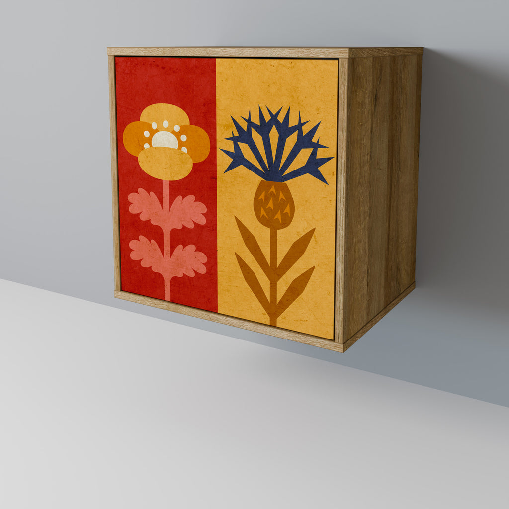 SCANDIC FLOWERET skänk med 1 dörr i ekeffekt