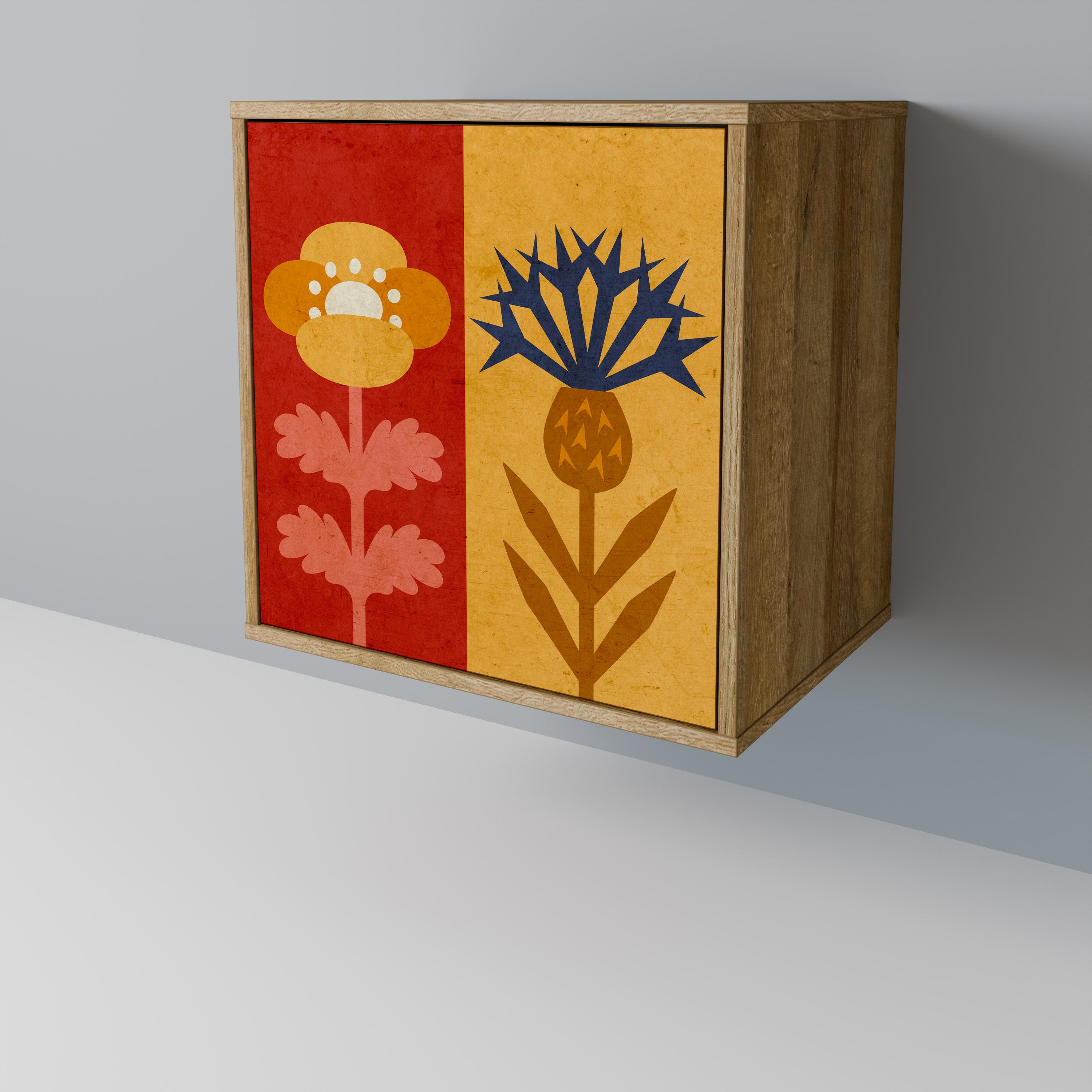 SCANDIC FLOWERET skänk med 1 dörr i ekeffekt