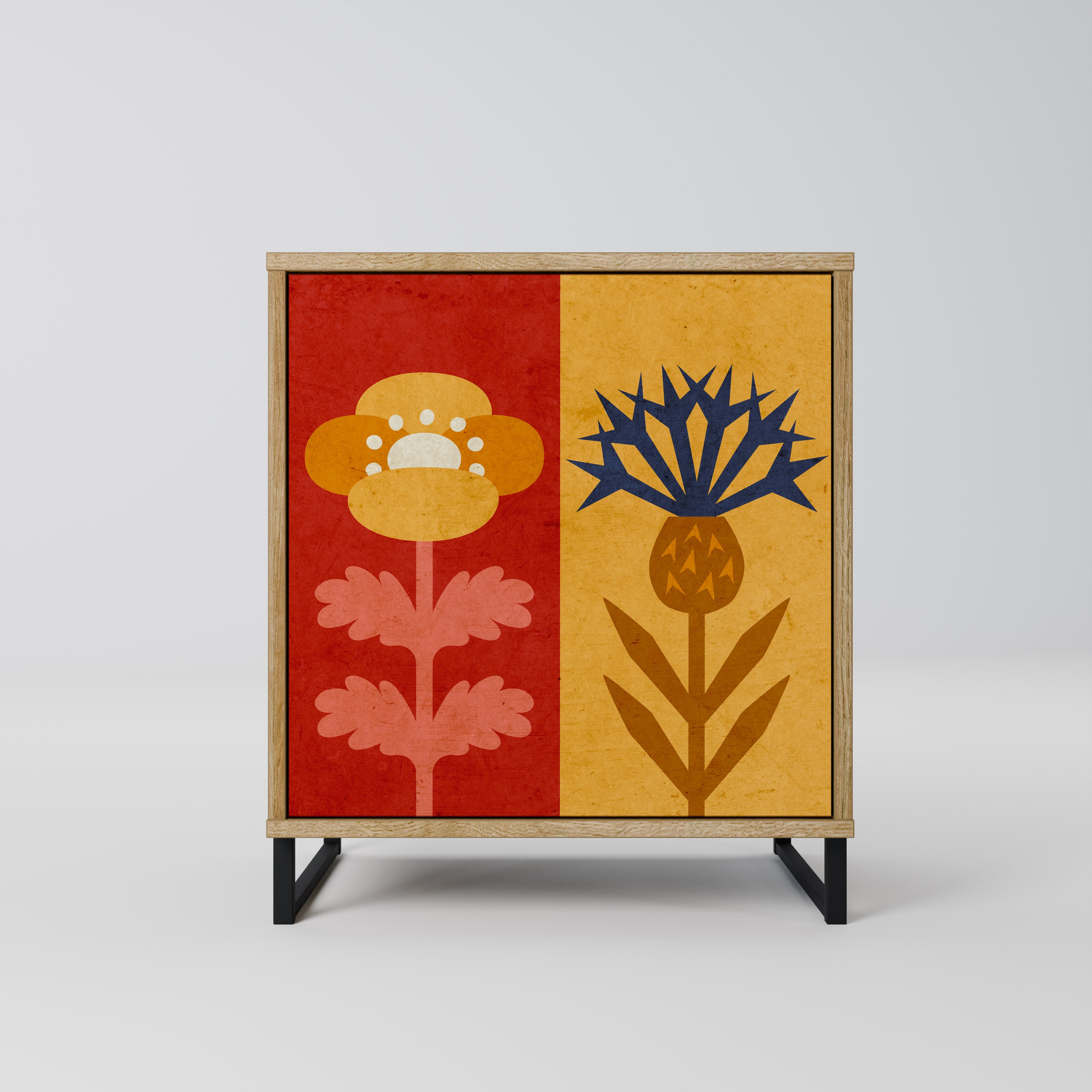 SCANDIC FLOWERET skänk med 1 dörr i ekeffekt