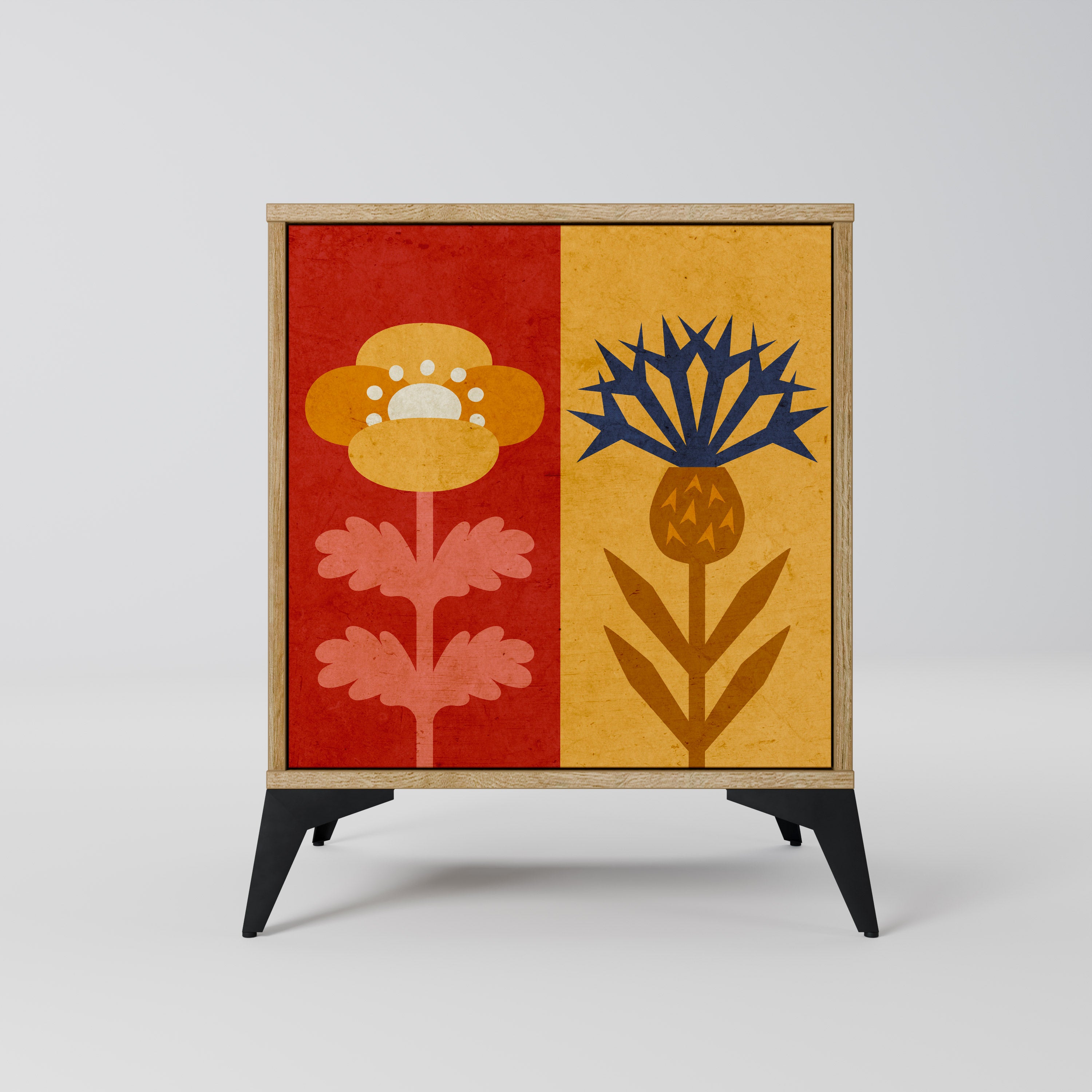 SCANDIC FLOWERET skänk med 1 dörr i ekeffekt