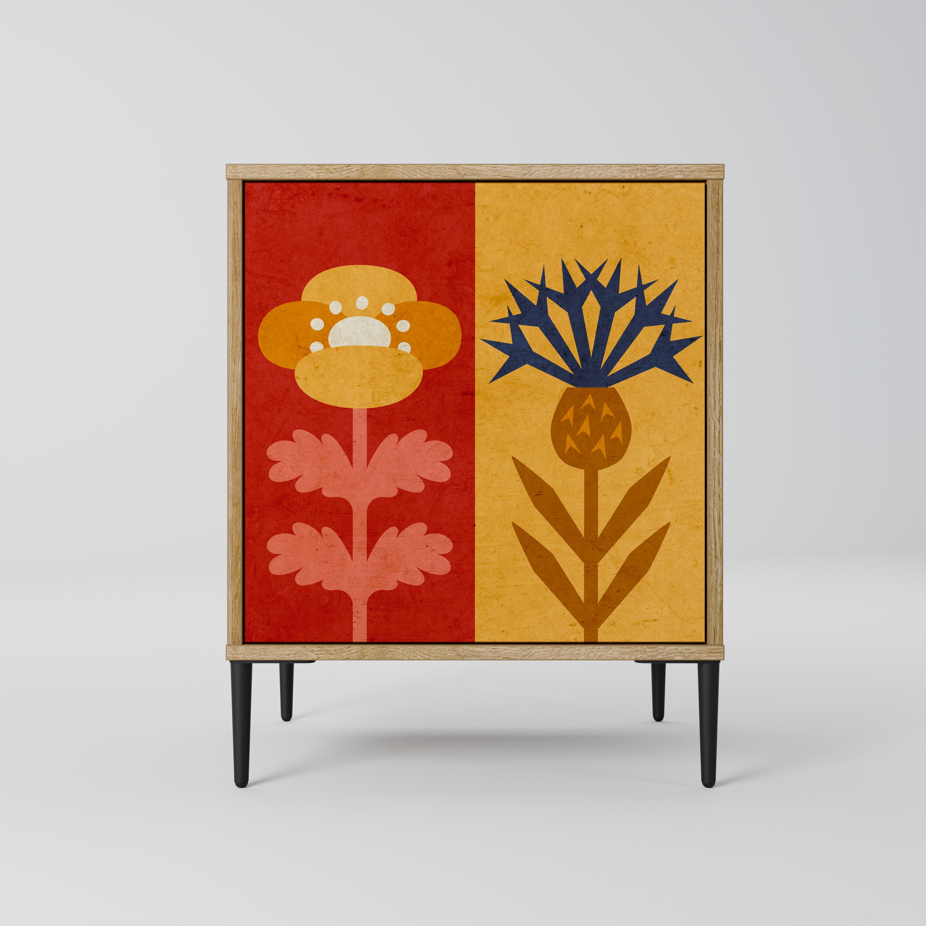 SCANDIC FLOWERET skänk med 1 dörr i ekeffekt