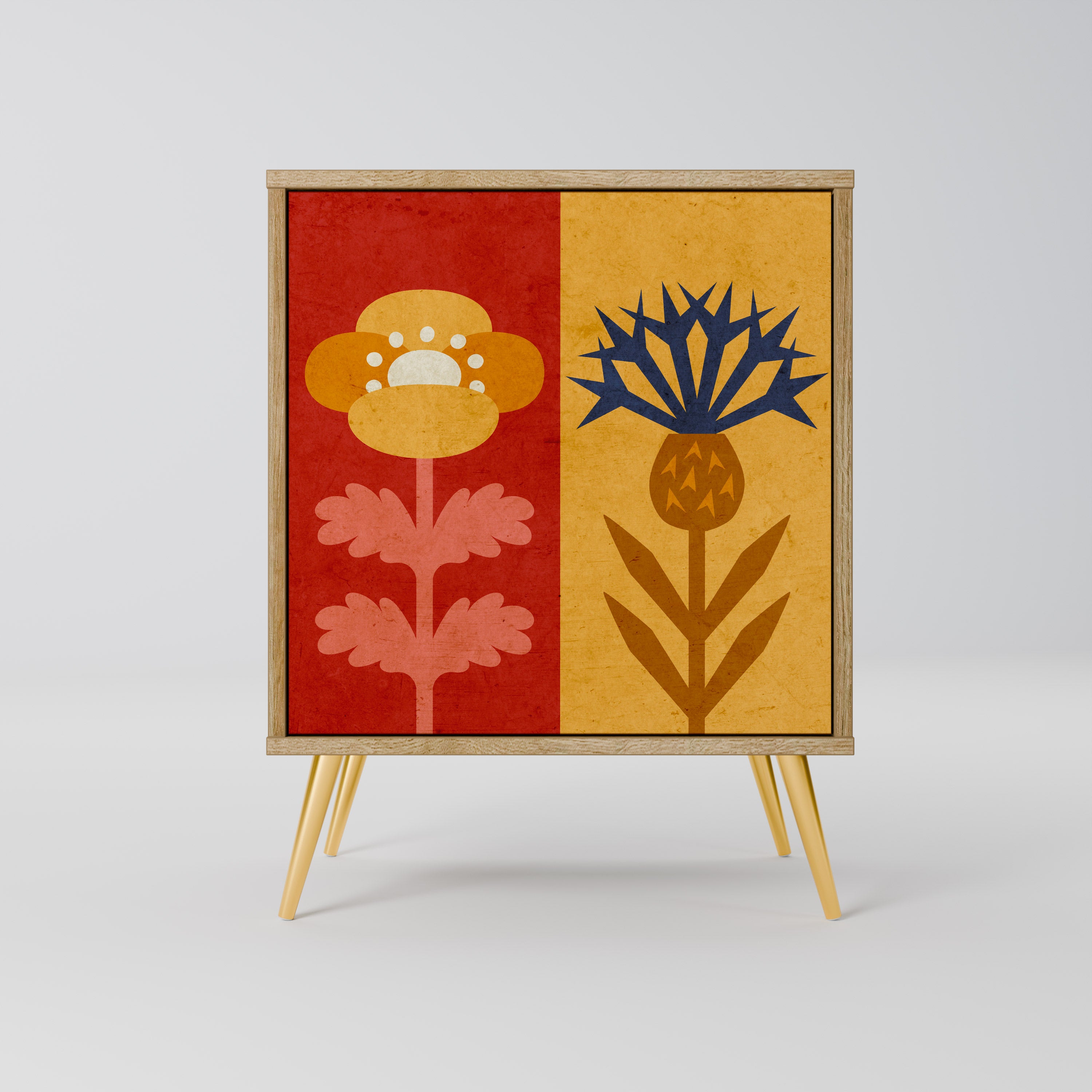 SCANDIC FLOWERET skänk med 1 dörr i ekeffekt