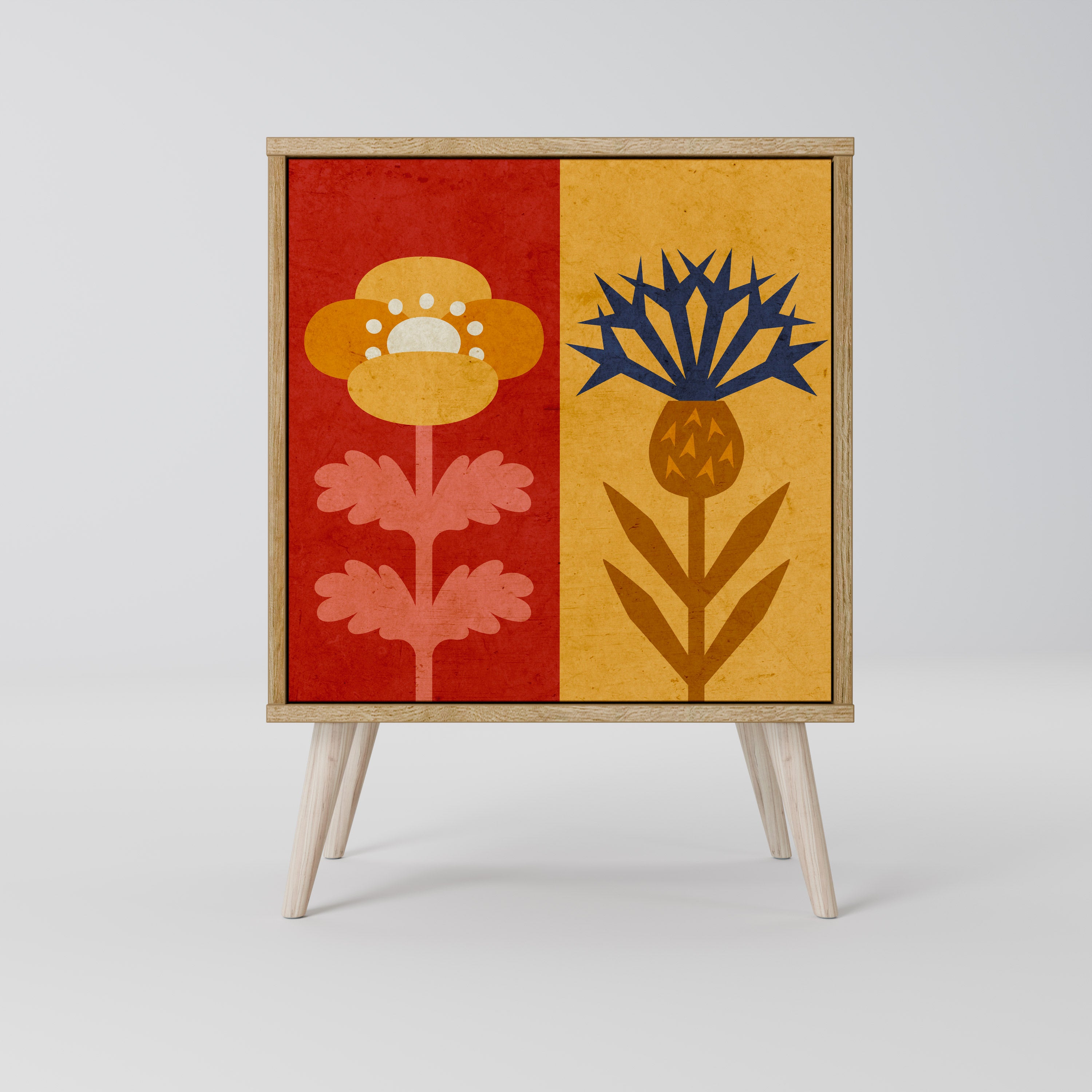 SCANDIC FLOWERET skänk med 1 dörr i ekeffekt