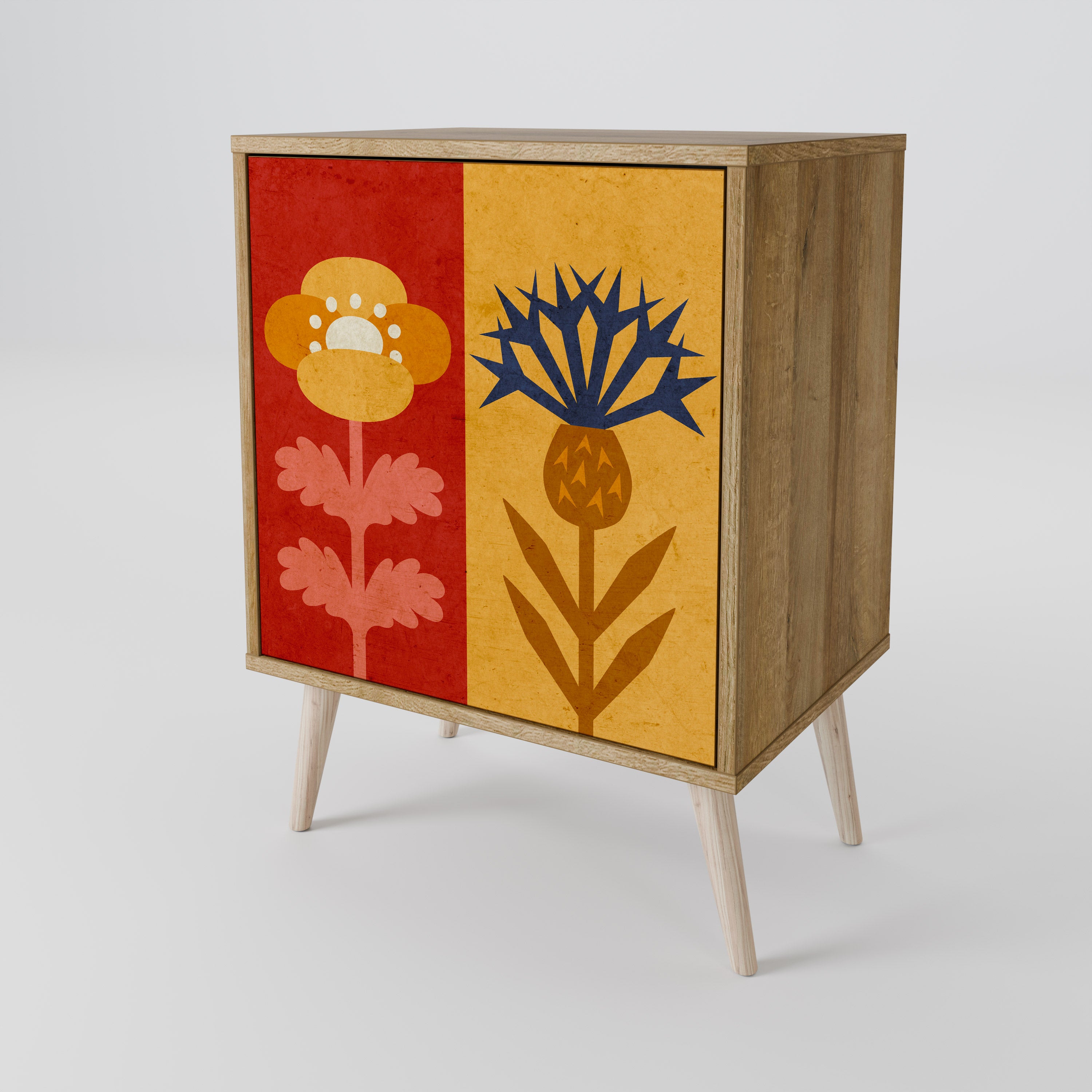 SCANDIC FLOWERET skänk med 1 dörr i ekeffekt