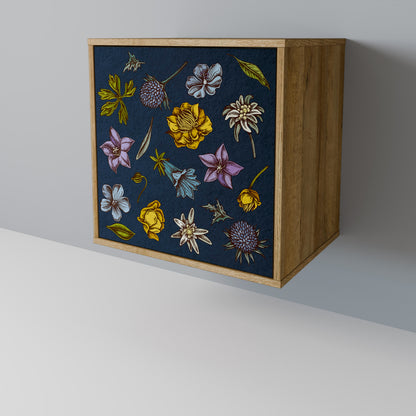 FLOWERS ON NAVY BLUE Skänk med en dörr