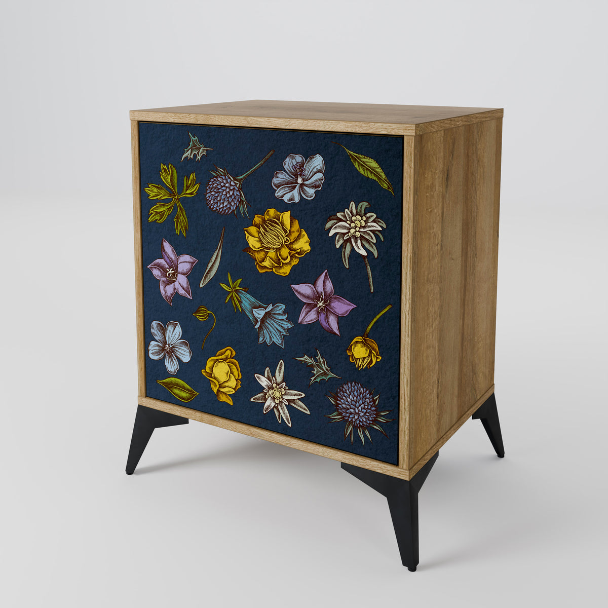 FLOWERS ON NAVY BLUE Skänk med en dörr