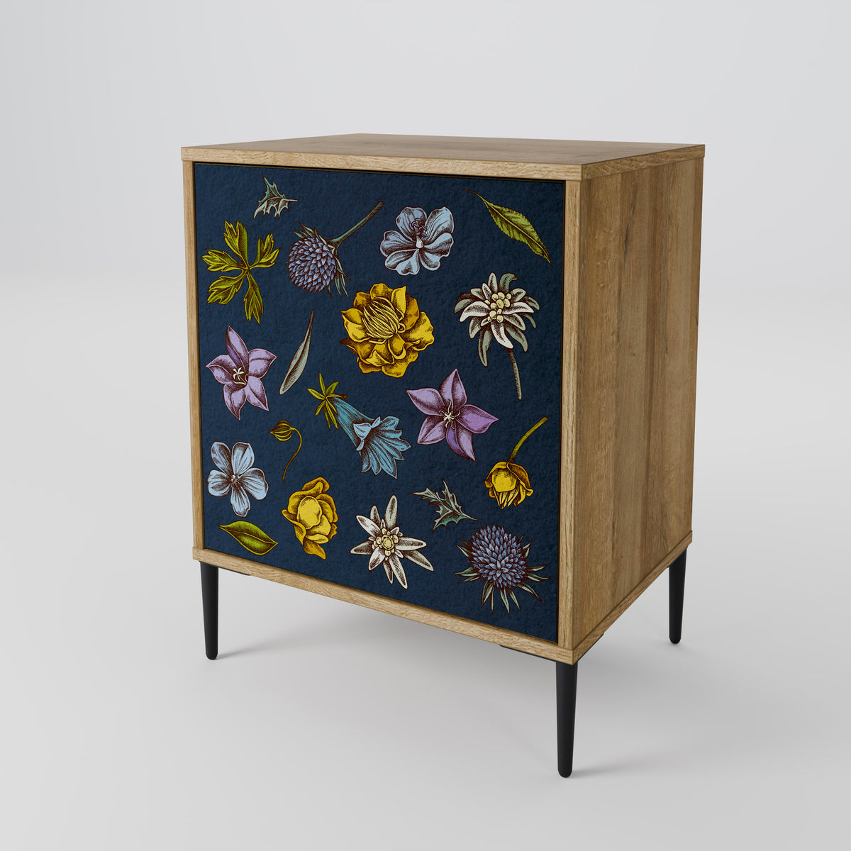 FLOWERS ON NAVY BLUE Skänk med en dörr