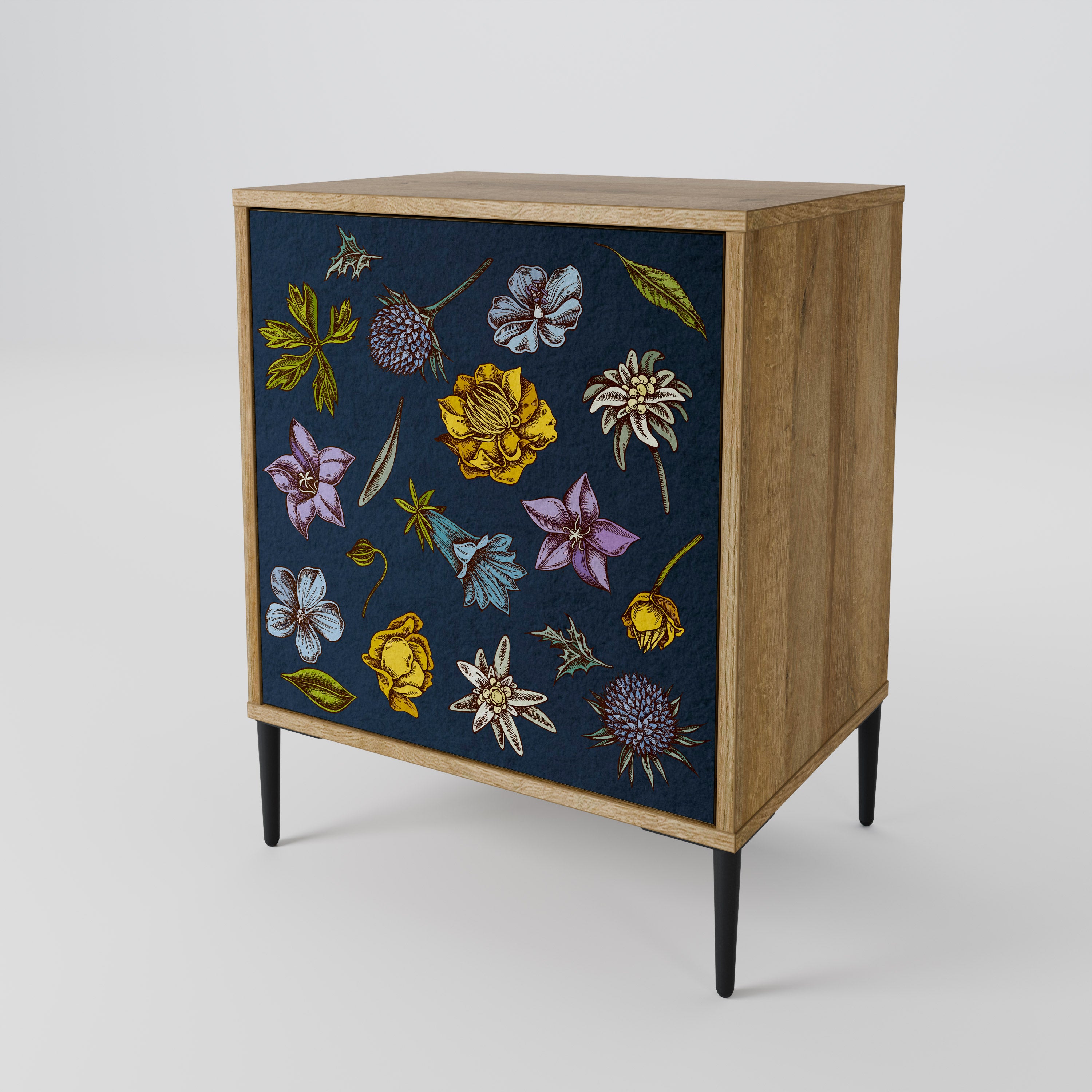FLOWERS ON NAVY BLUE 1-Door Sideboard