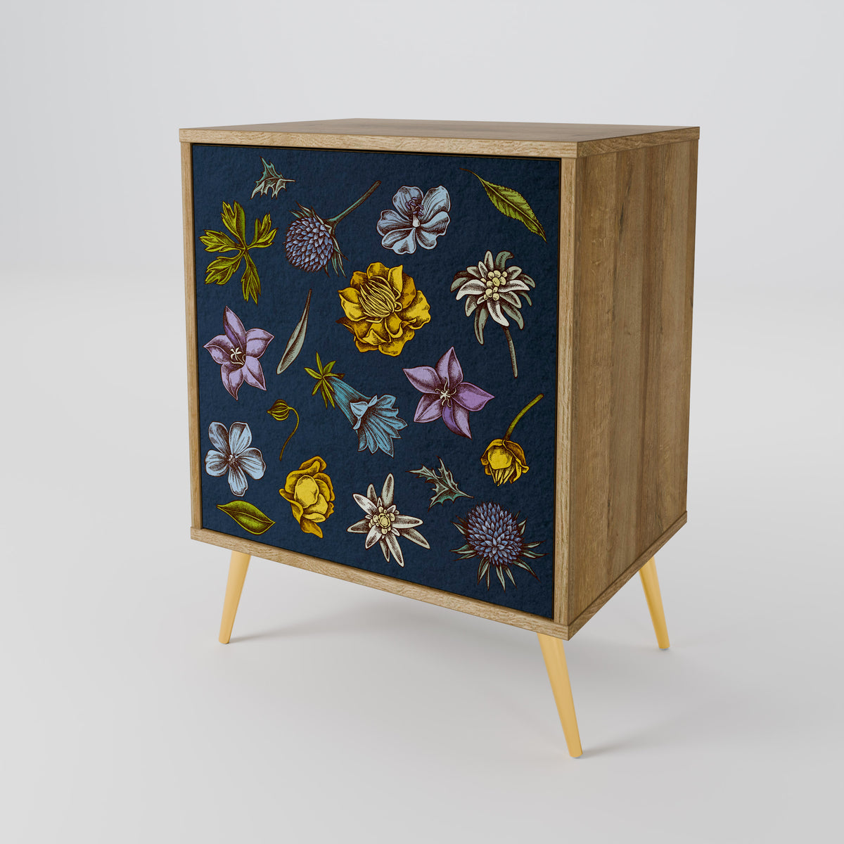 FLOWERS ON NAVY BLUE Skänk med en dörr