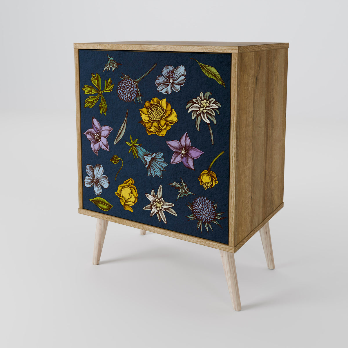 FLOWERS ON NAVY BLUE Skänk med en dörr