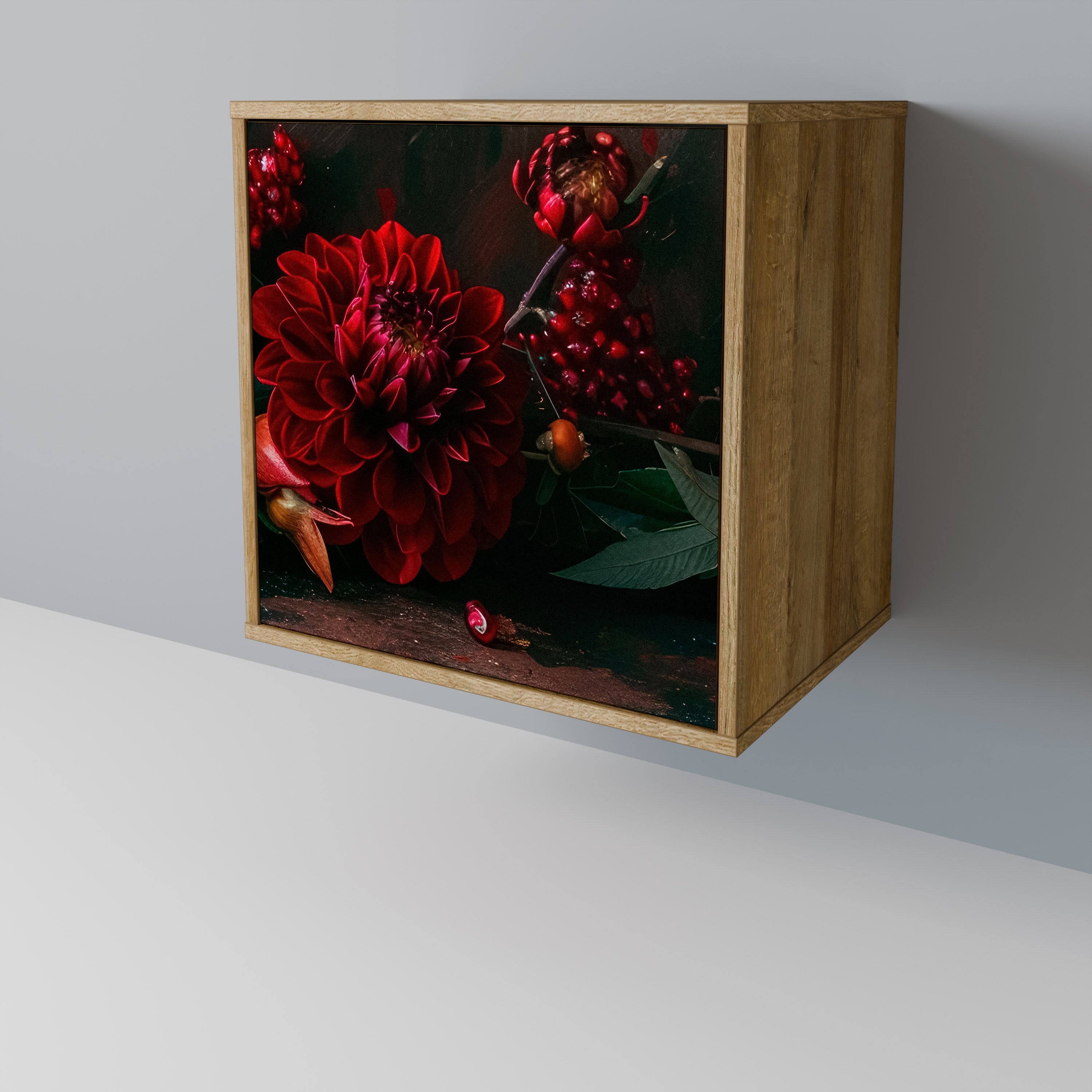 DAHLIAS AND POMEGRANATES 1-Door Sideboard in Oak Effect