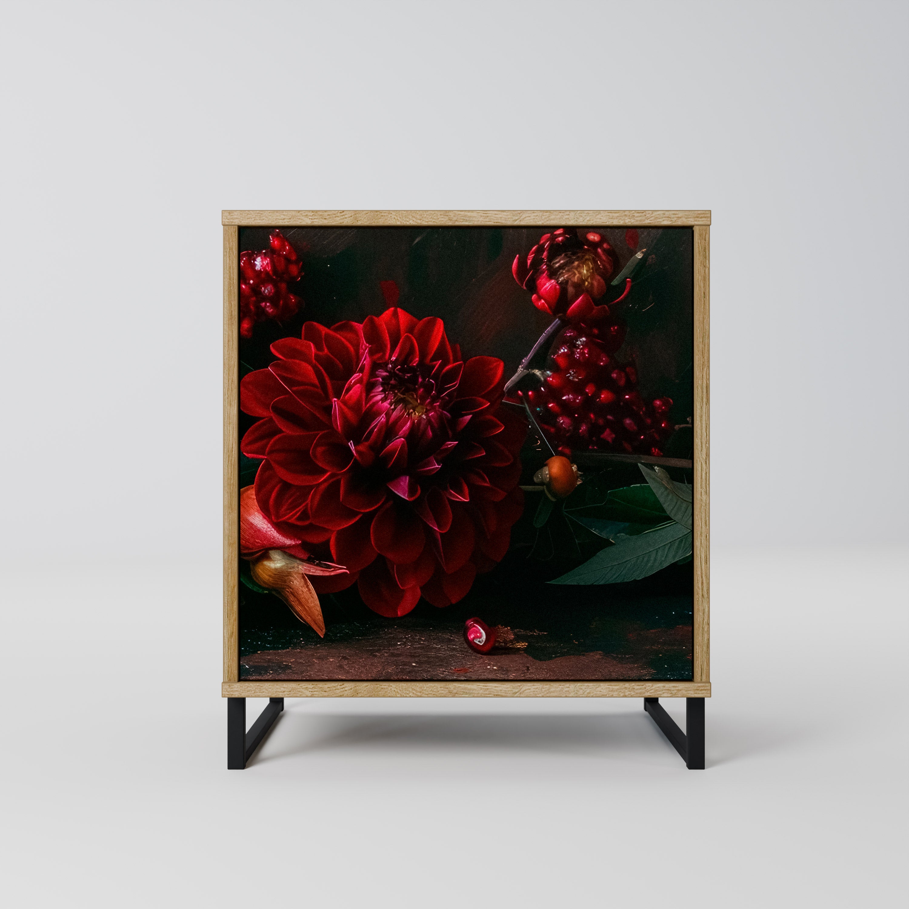 DAHLIAS AND POMEGRANATES 1-Door Sideboard in Oak Effect