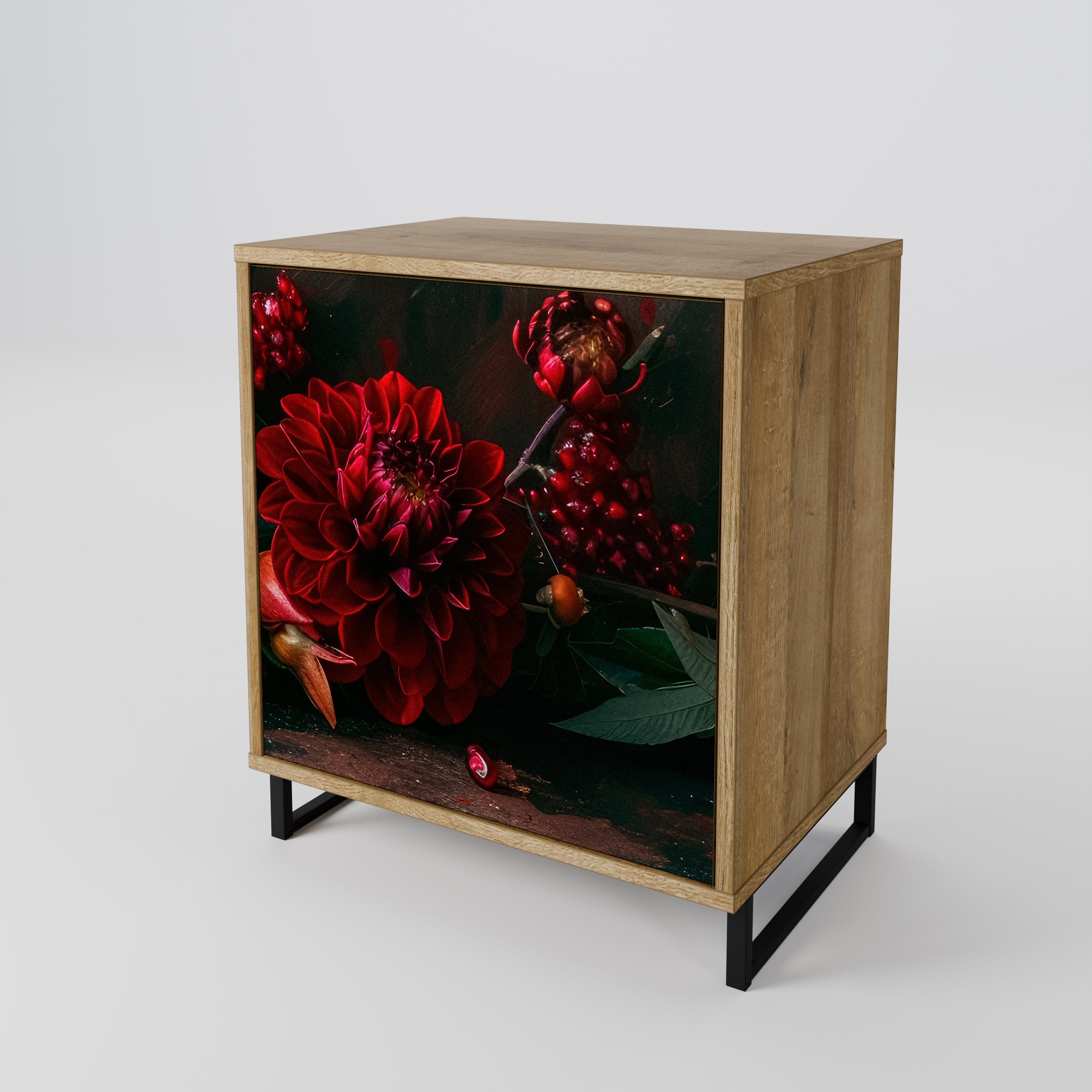 DAHLIAS AND POMEGRANATES 1-Door Sideboard in Oak Effect