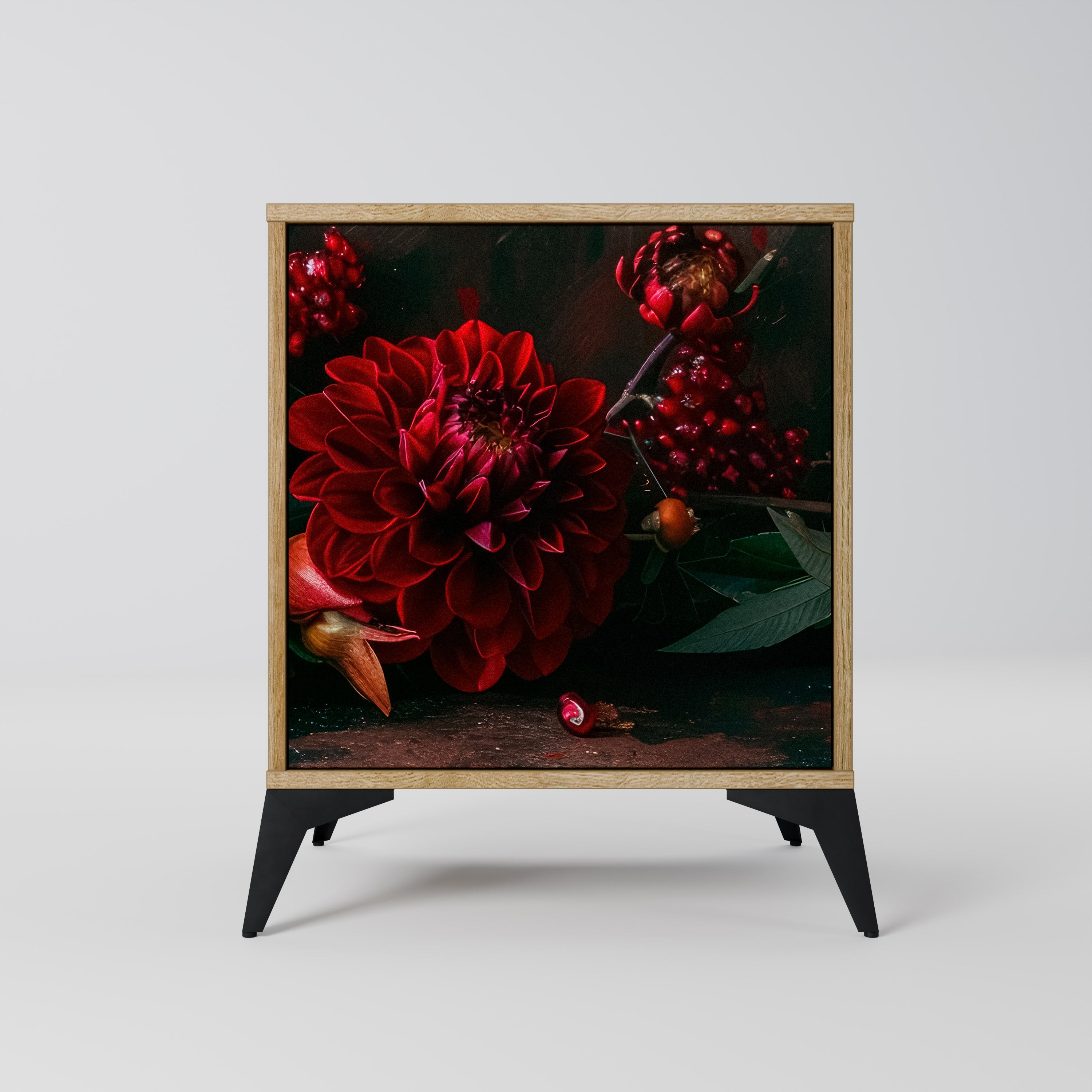 DAHLIAS AND POMEGRANATES 1-Door Sideboard in Oak Effect