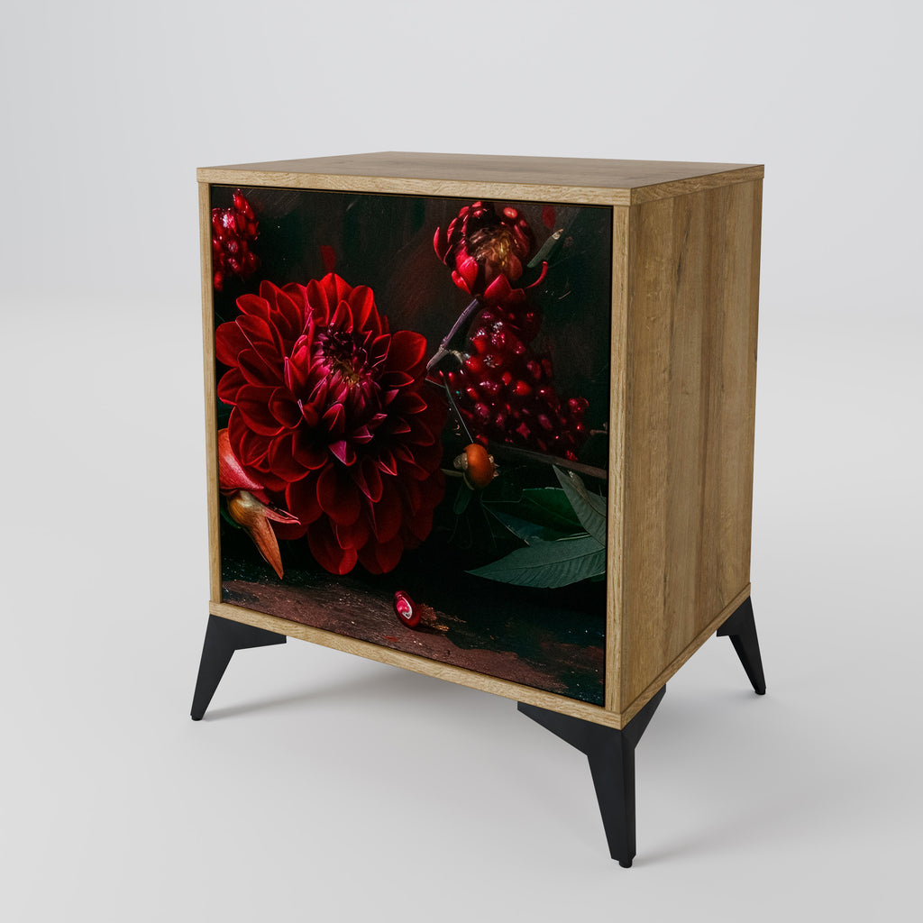 DAHLIAS AND POMEGRANATES 1-Door Sideboard in Oak Effect