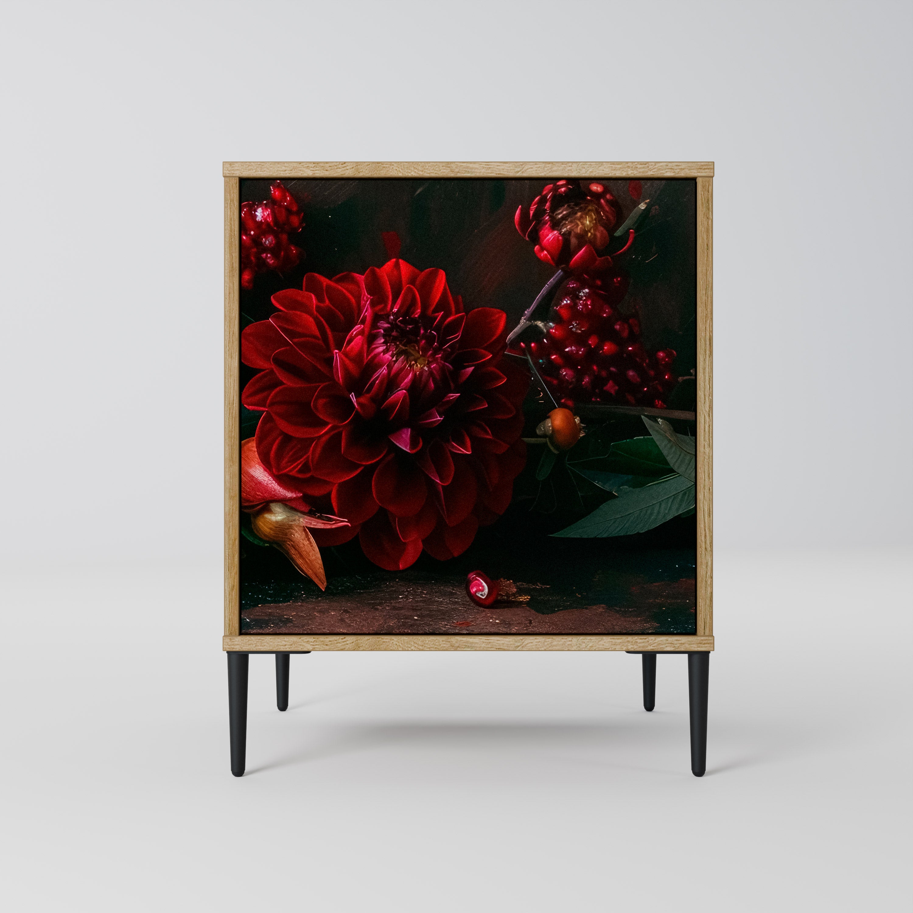 DAHLIAS AND POMEGRANATES 1-Door Sideboard in Oak Effect