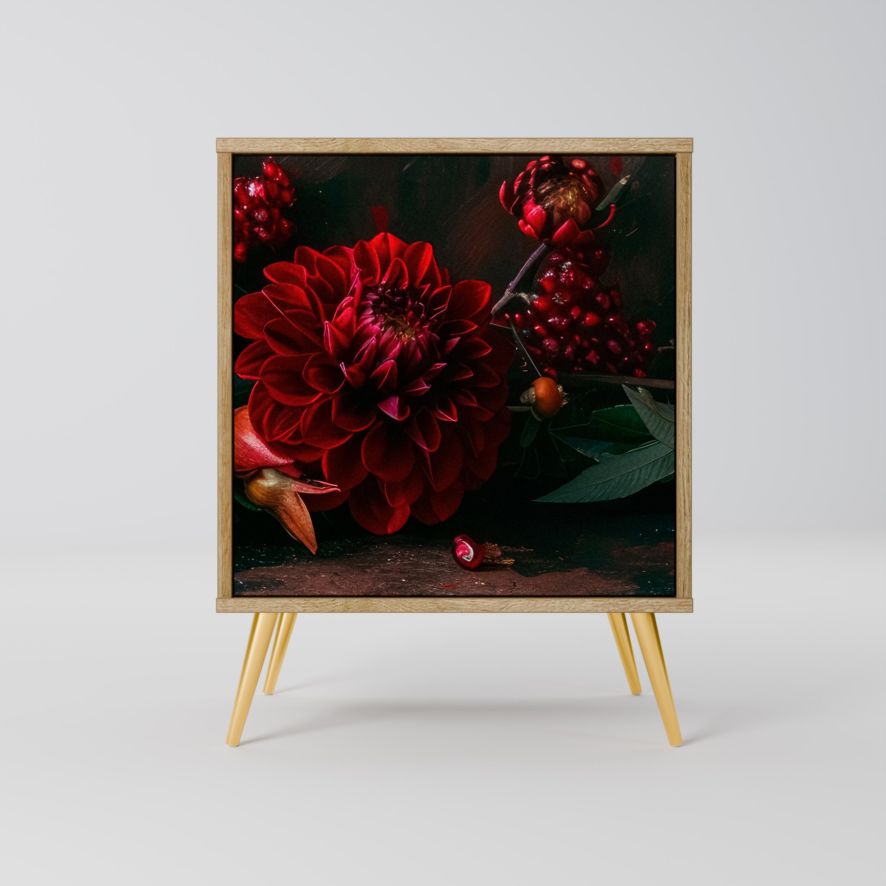 DAHLIAS AND POMEGRANATES 1-Door Sideboard in Oak Effect