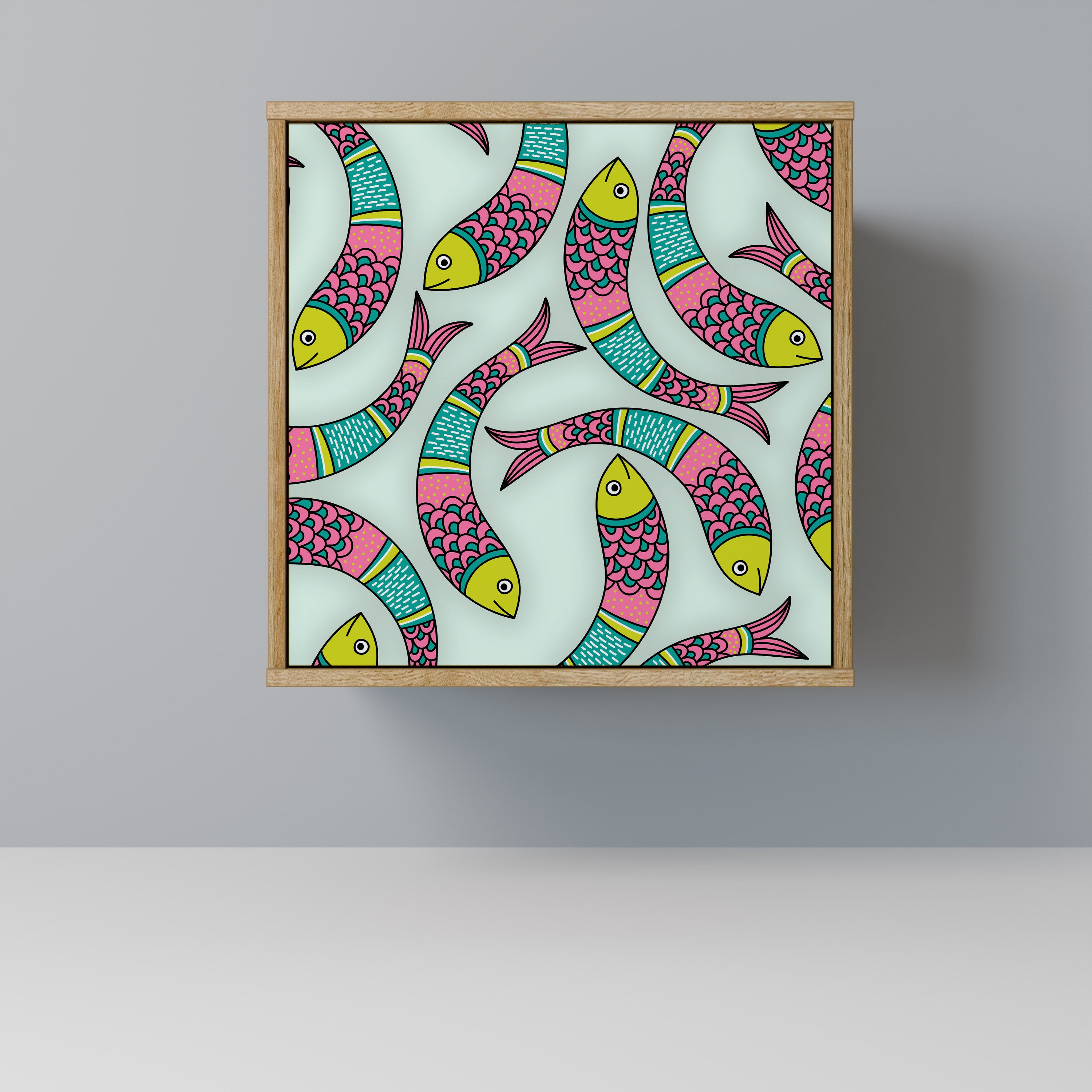 INDIAN FISH 1-Door Sideboard in Oak Effect