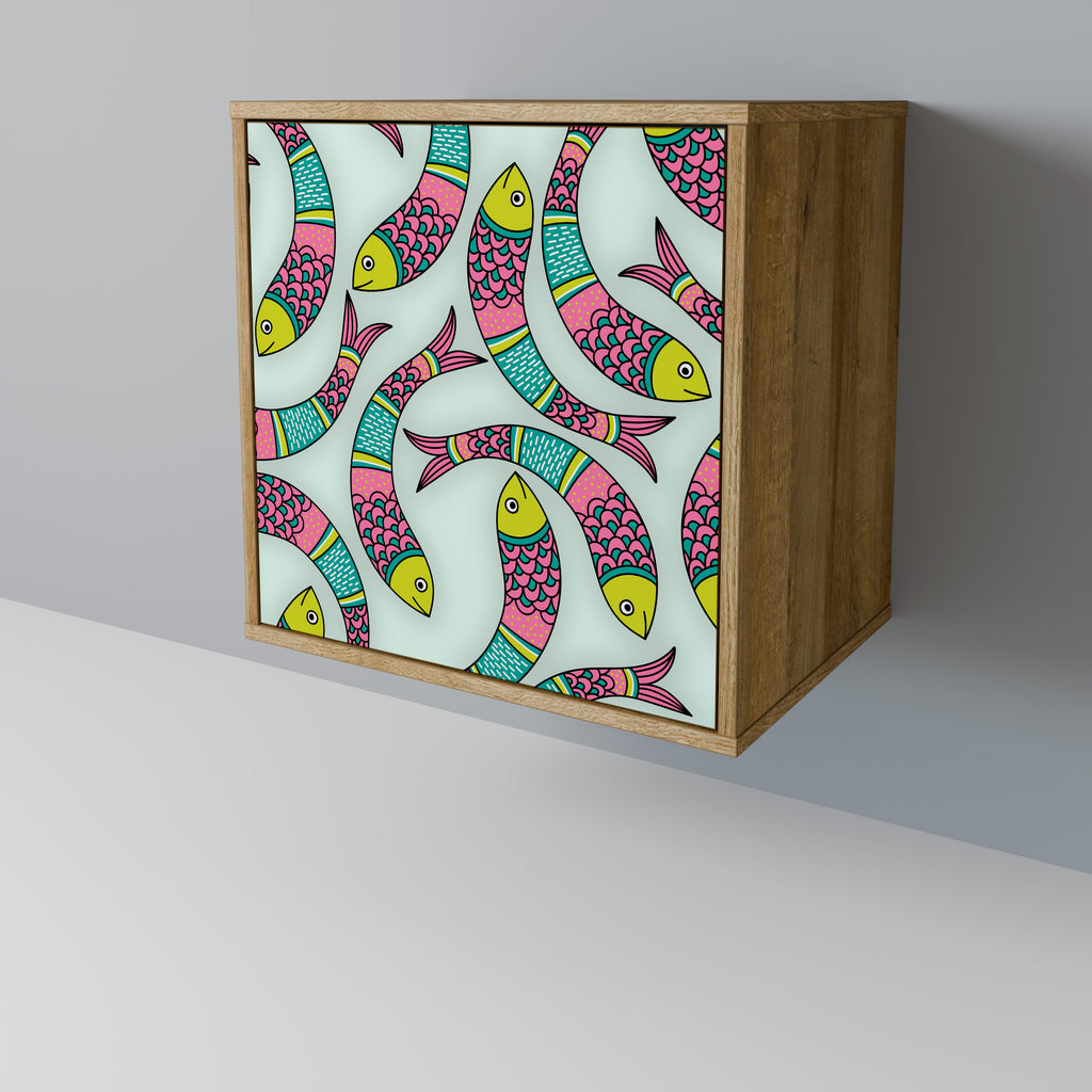 INDIAN FISH 1-Door Sideboard in Oak Effect