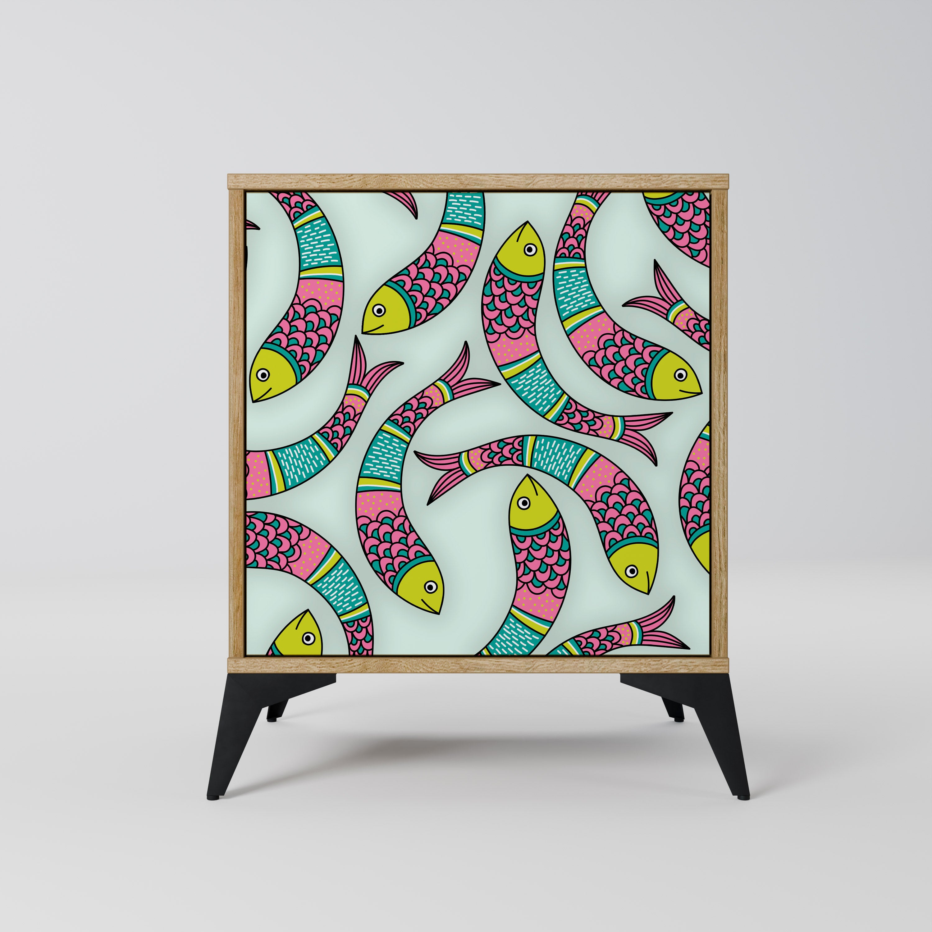 INDIAN FISH 1-Door Sideboard in Oak Effect