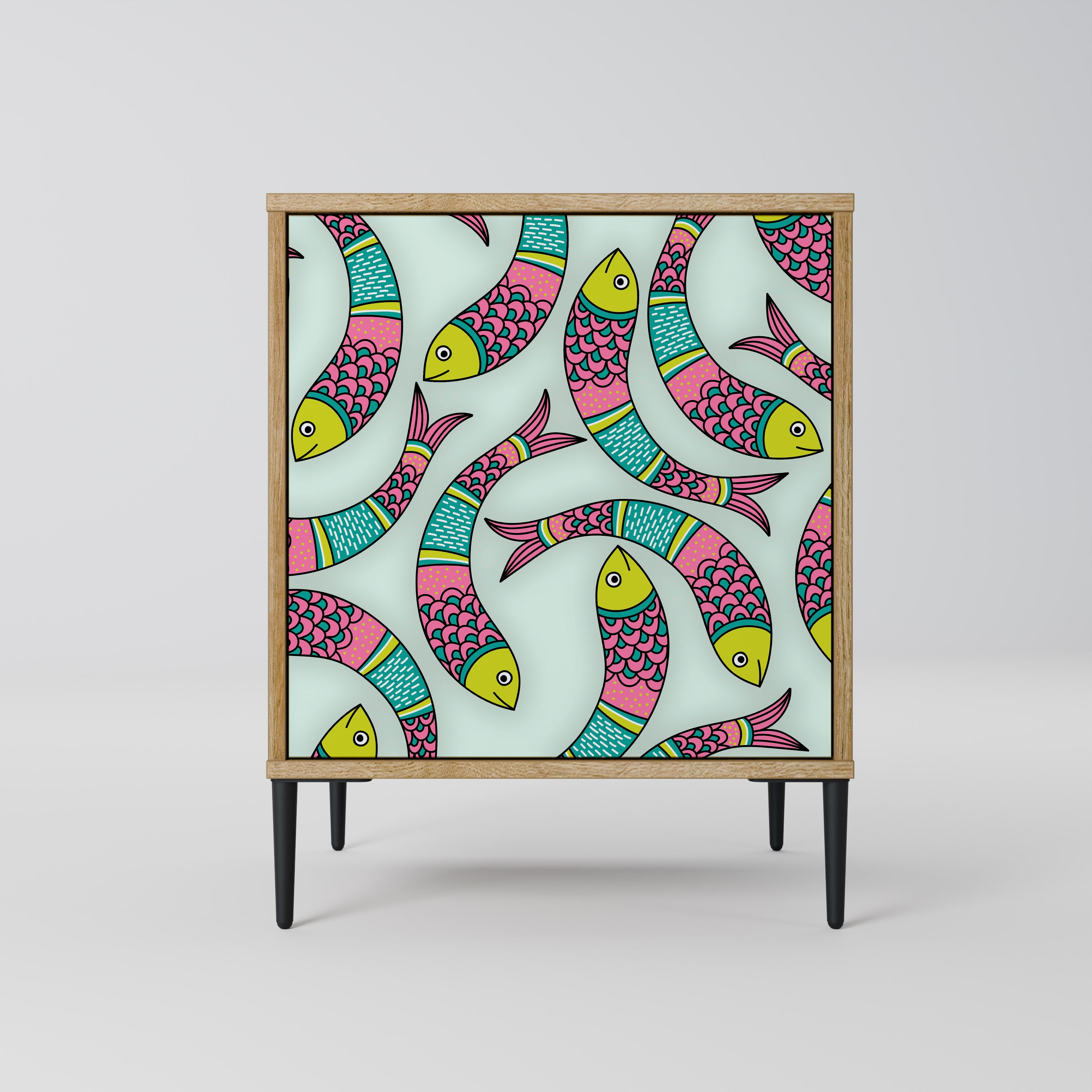 INDIAN FISH 1-Door Sideboard in Oak Effect