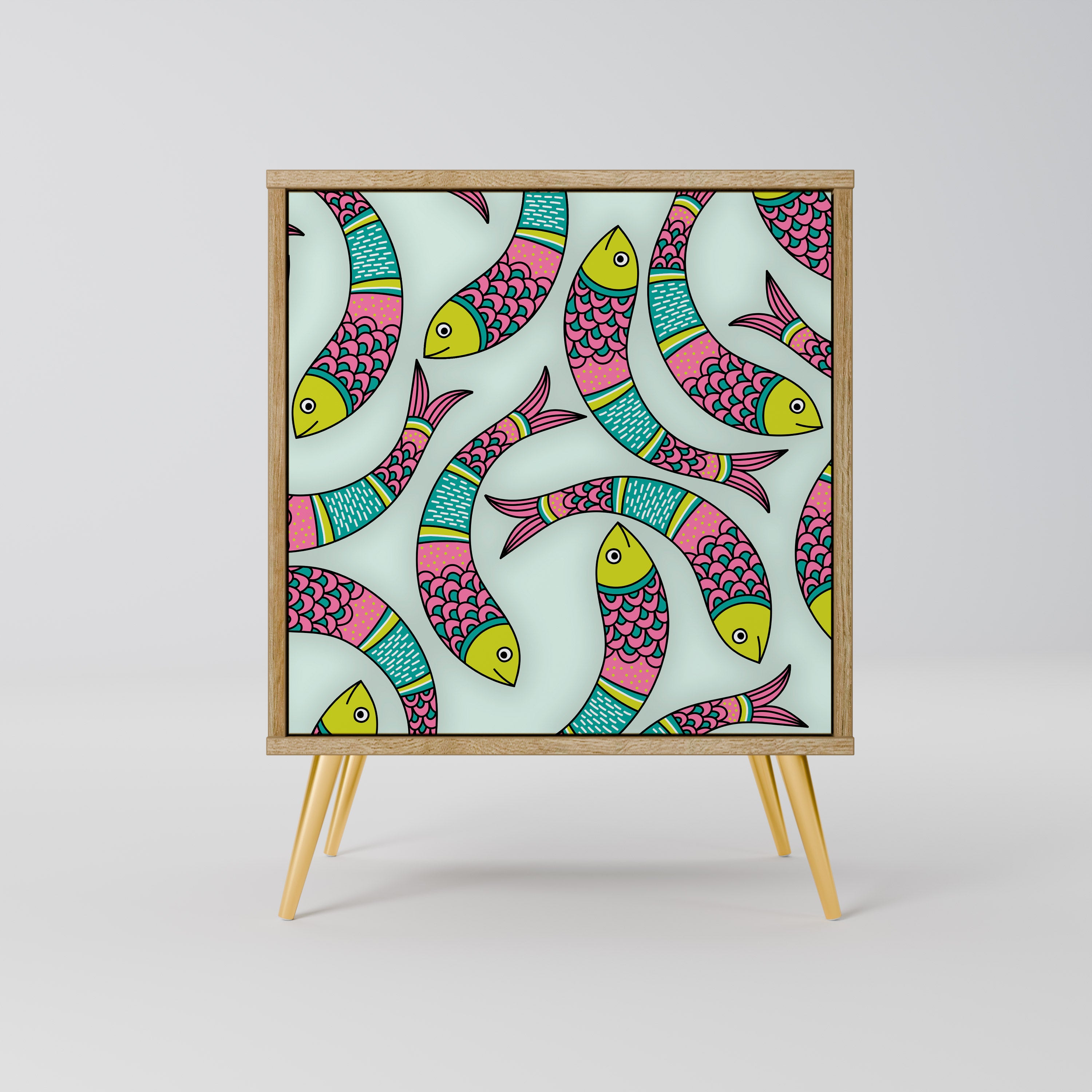 INDIAN FISH 1-Door Sideboard in Oak Effect