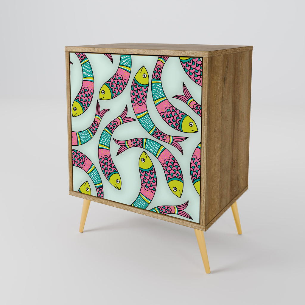 INDIAN FISH 1-Door Sideboard in Oak Effect