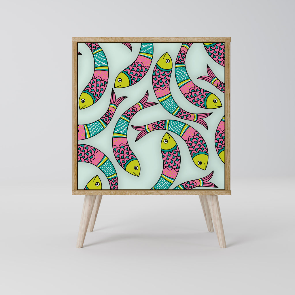 INDIAN FISH 1-Door Sideboard in Oak Effect