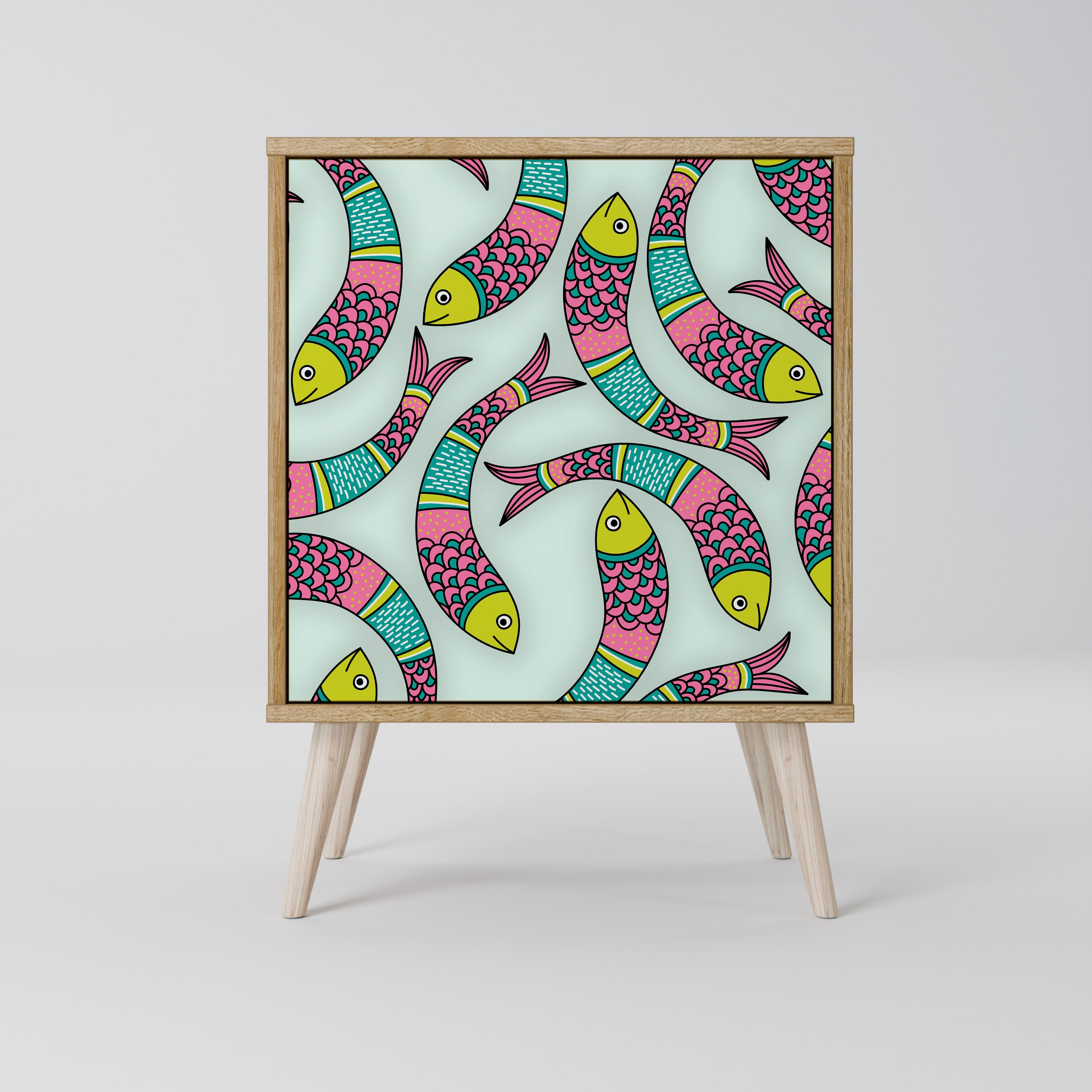 INDIAN FISH 1-Door Sideboard in Oak Effect