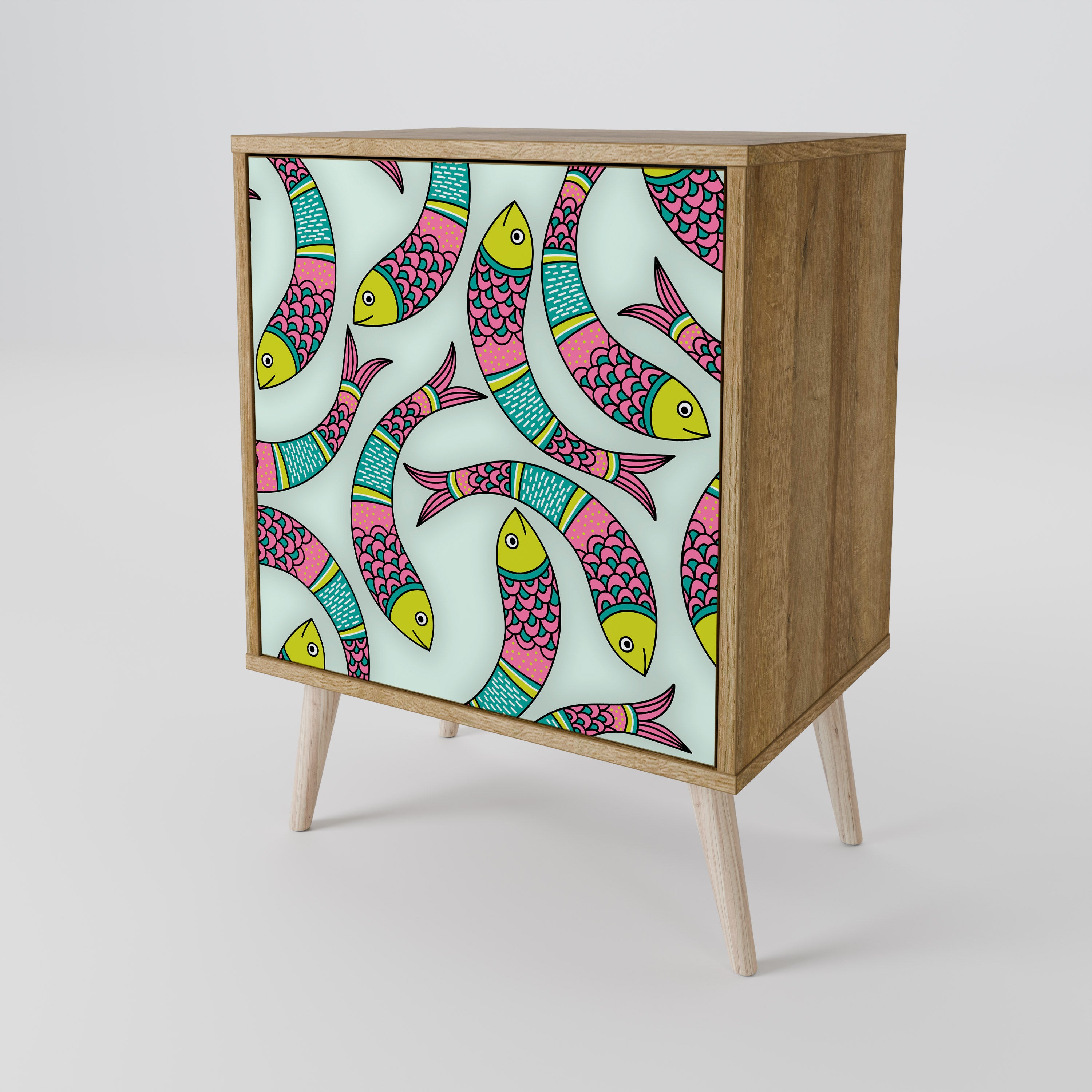 INDIAN FISH 1-Door Sideboard in Oak Effect