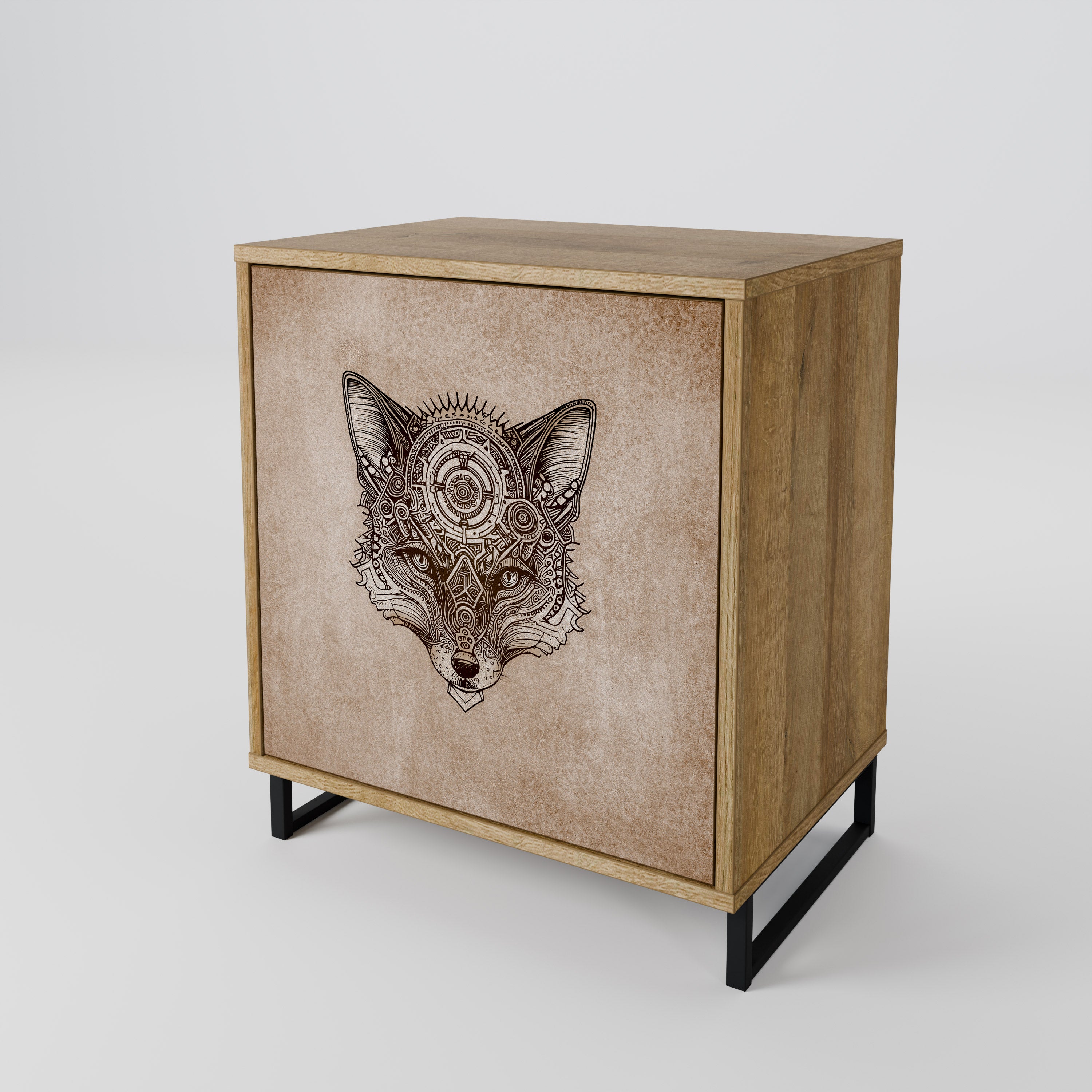 STEAMPUNK CLAN 1-Door Sideboard in Oak Effect