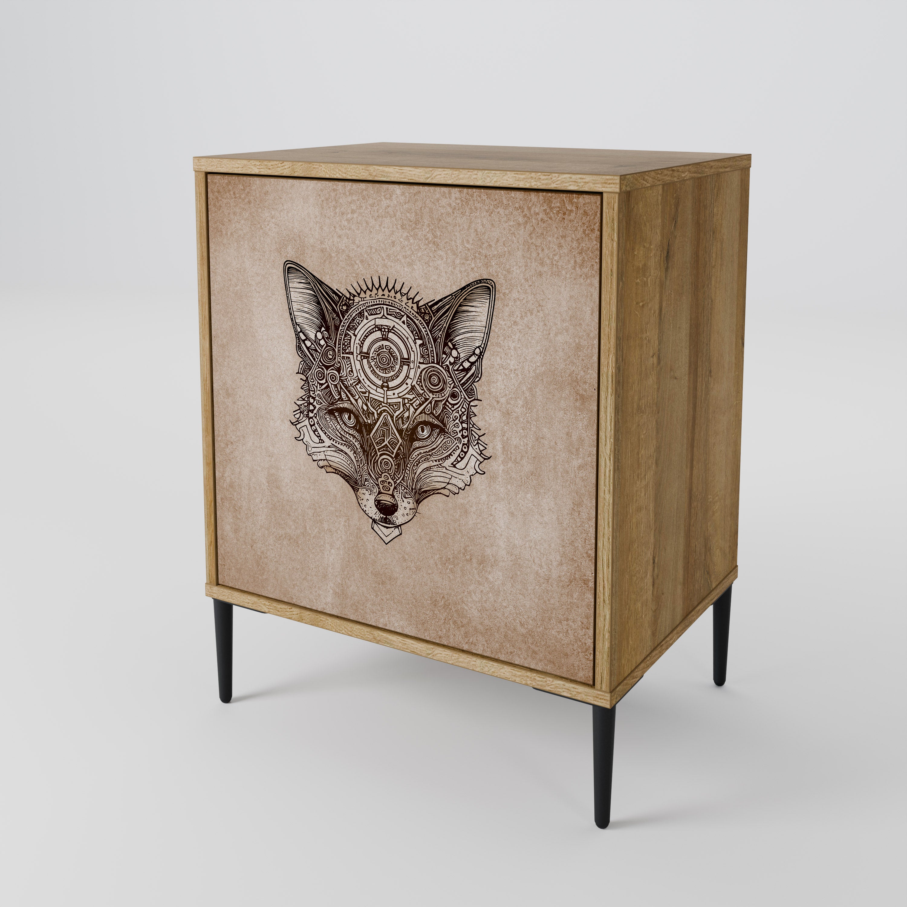 STEAMPUNK CLAN 1-Door Sideboard in Oak Effect