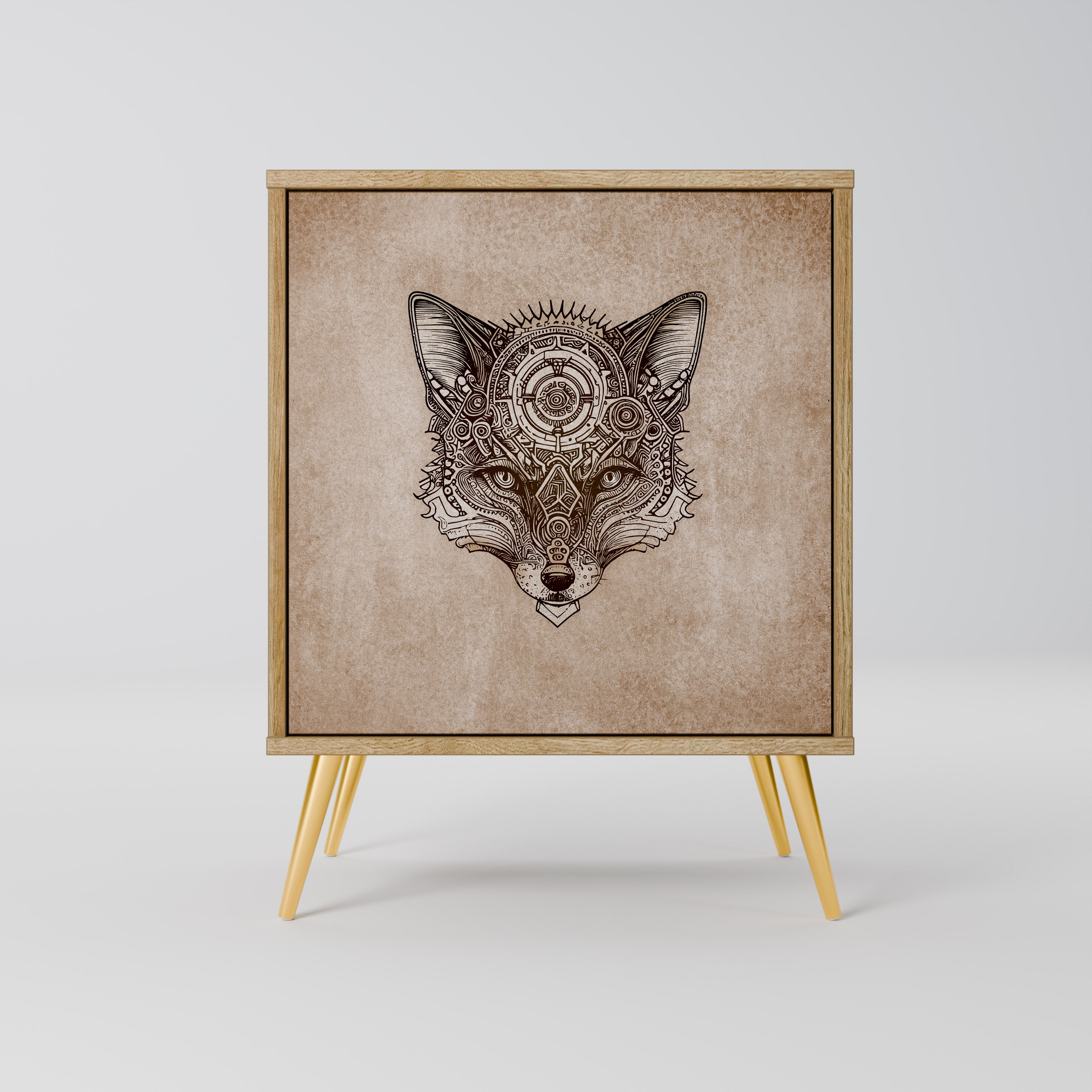 STEAMPUNK CLAN 1-Door Sideboard in Oak Effect