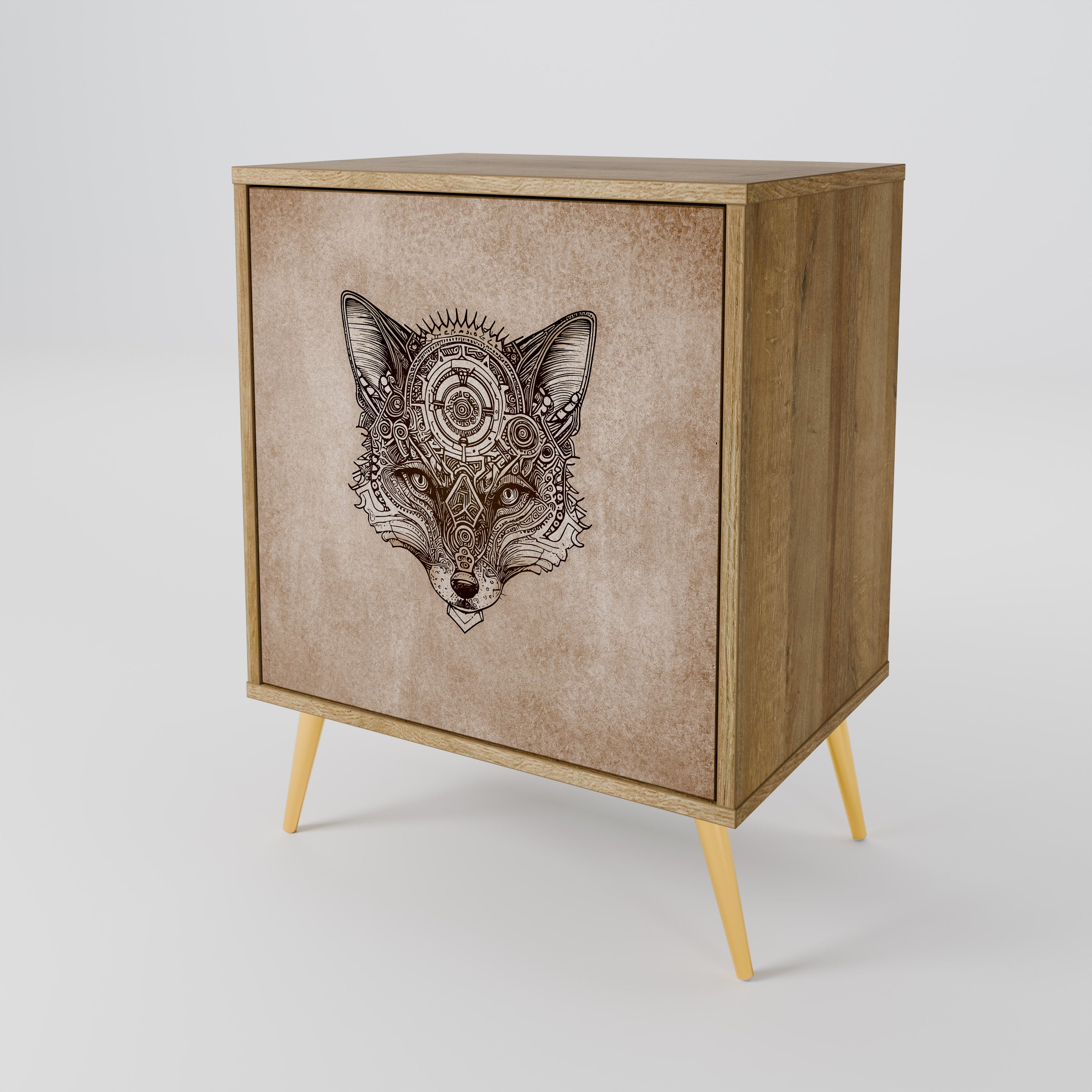 STEAMPUNK CLAN 1-Door Sideboard in Oak Effect