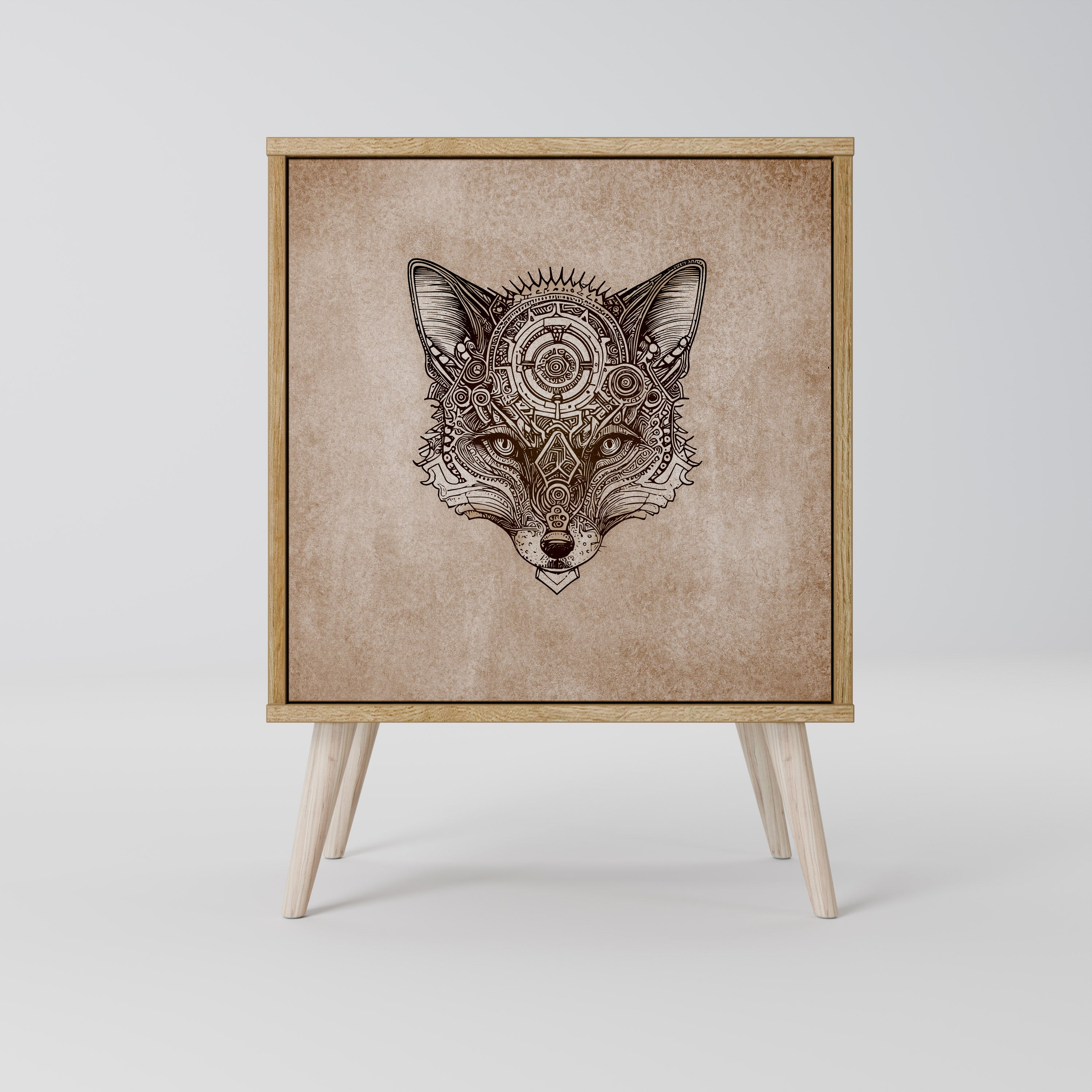 STEAMPUNK CLAN 1-Door Sideboard in Oak Effect