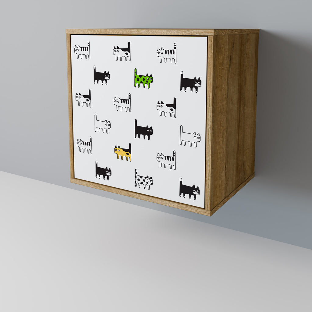 CATS COMPILATION 1-Door Sideboard in Oak Effect