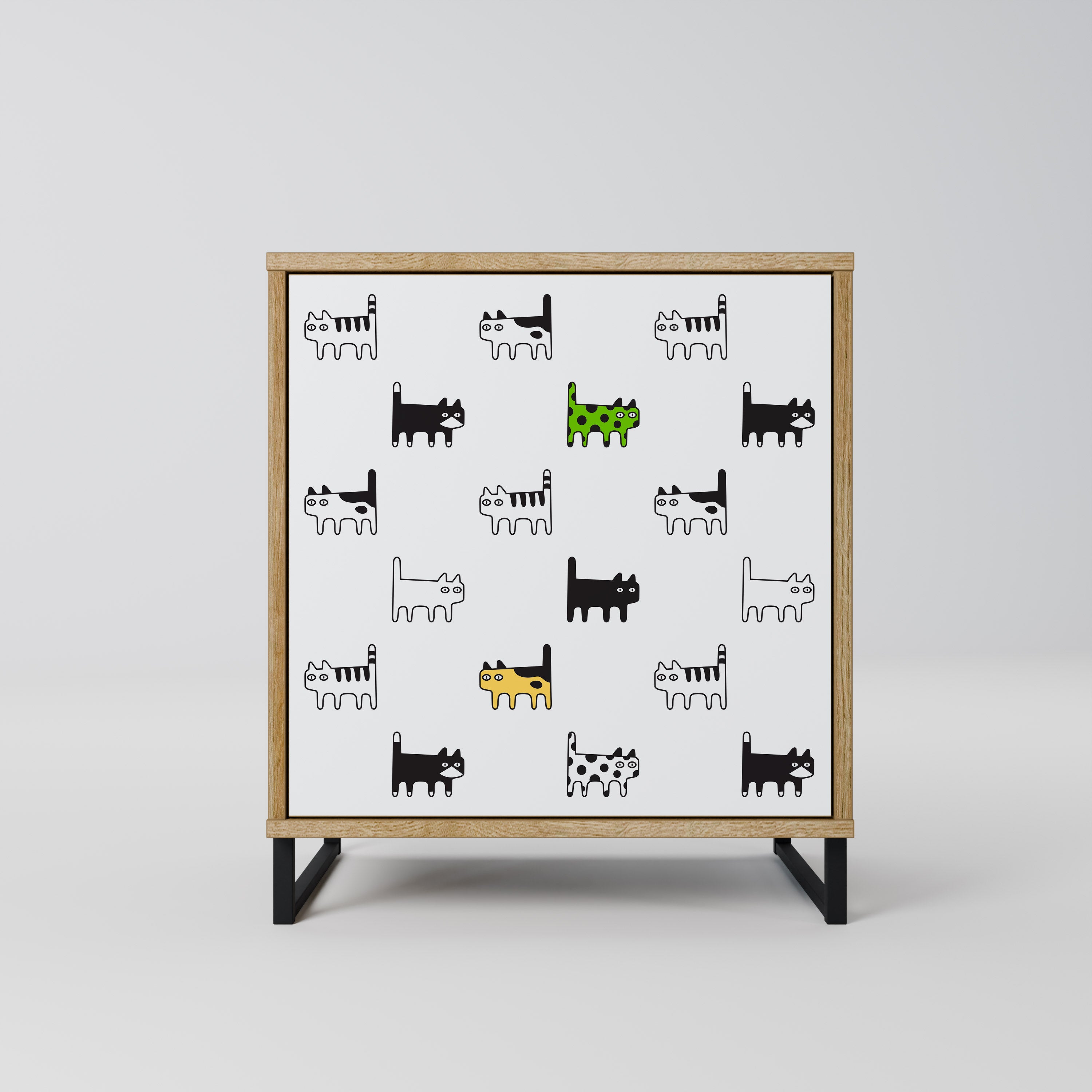 CATS COMPILATION 1-Door Sideboard in Oak Effect