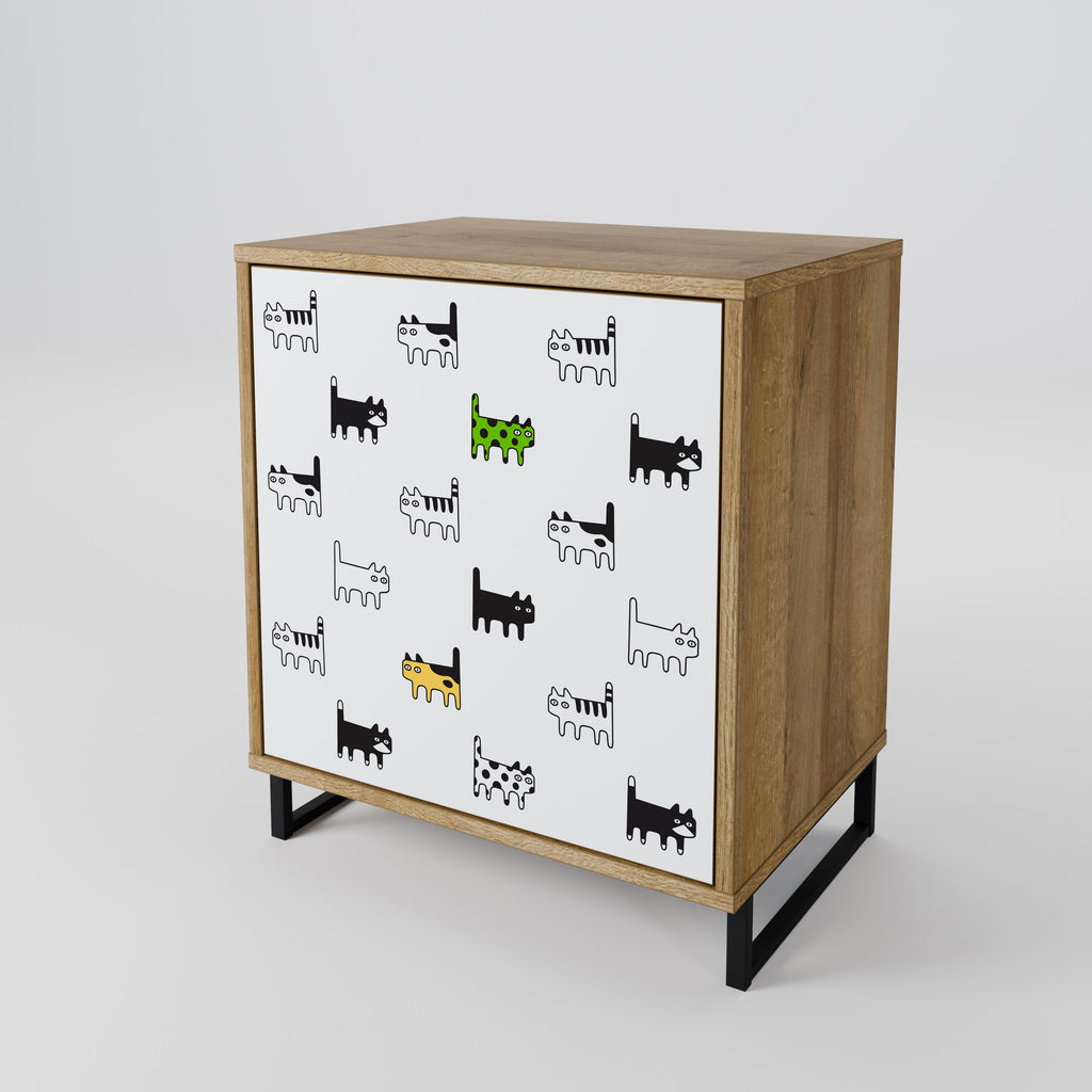 CATS COMPILATION 1-Door Sideboard in Oak Effect