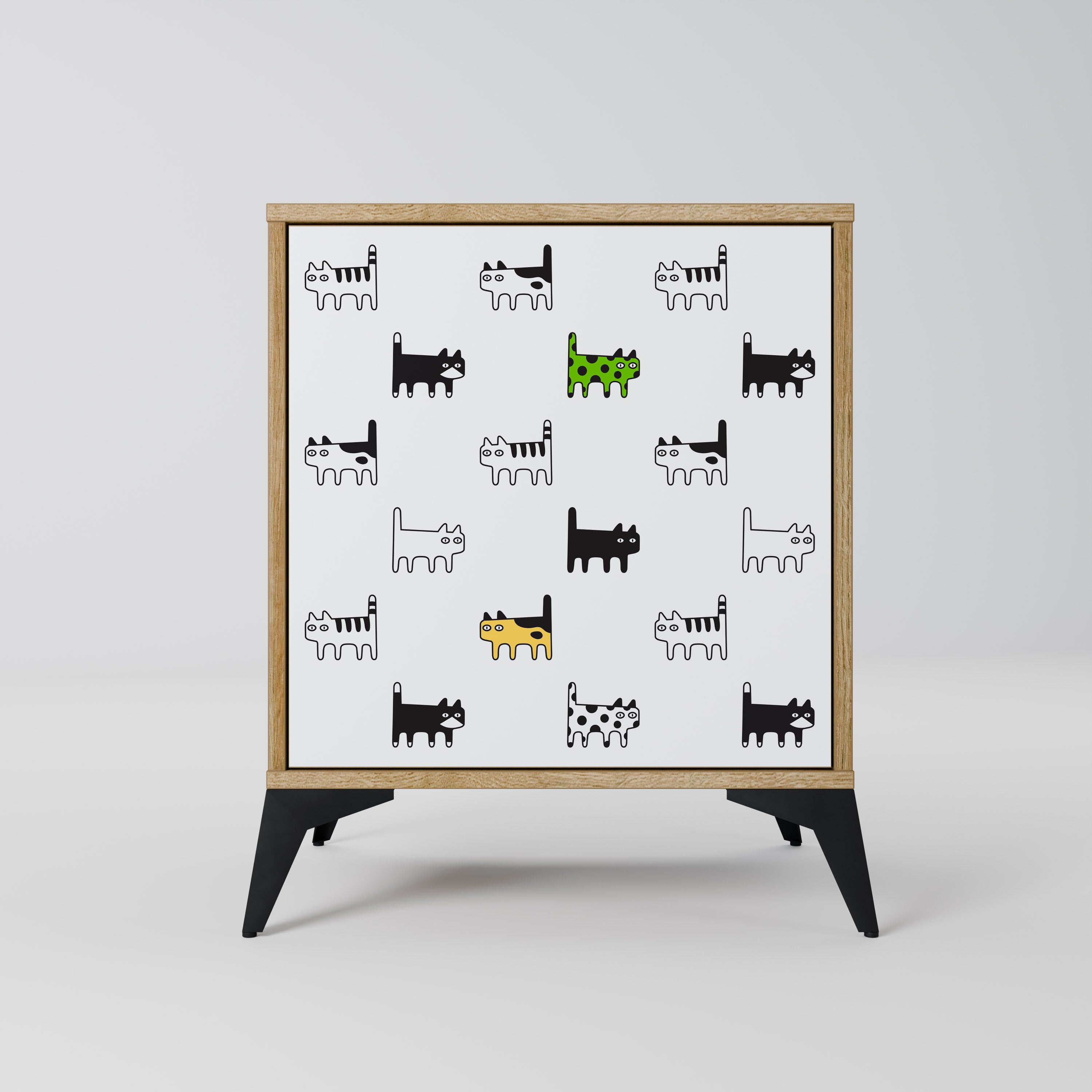 CATS COMPILATION 1-Door Sideboard in Oak Effect