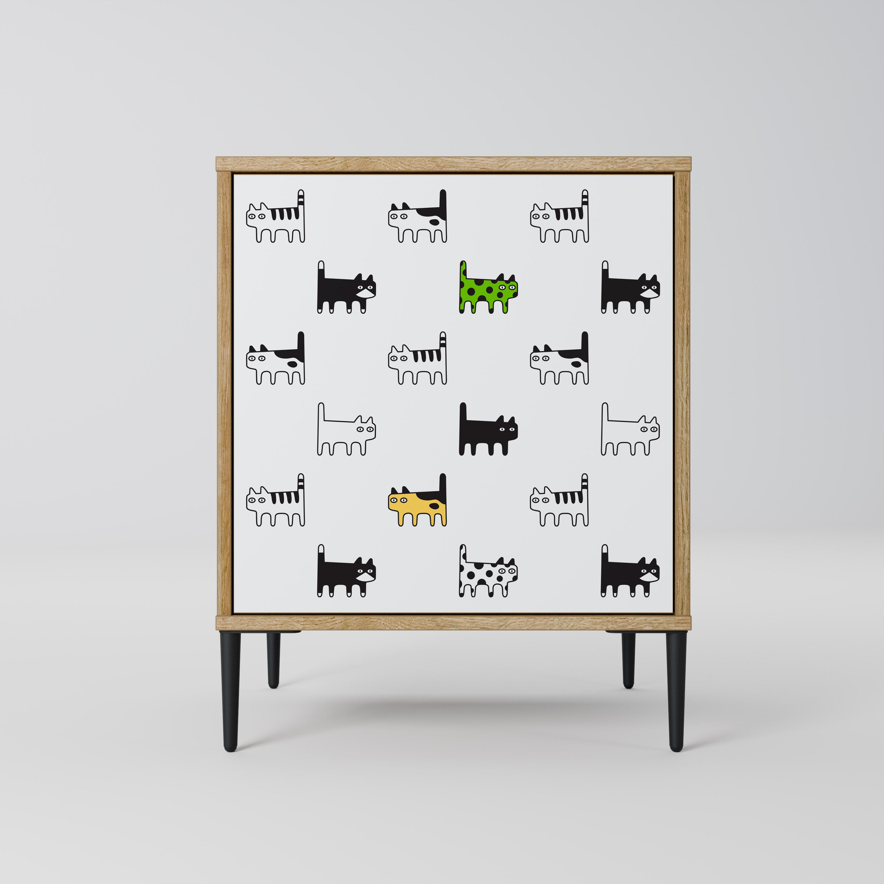 CATS COMPILATION 1-Door Sideboard in Oak Effect